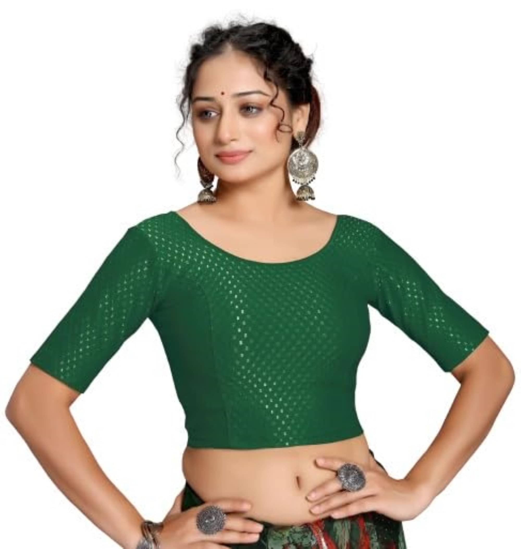 DELTIN HUB Green Readymade without Pad Silk Blend Women's Blouse ( Pack of 1 ) DELTIN HUB Green Readymade without Pad Silk Blend Women's Blouse ( Pack of 1 )
