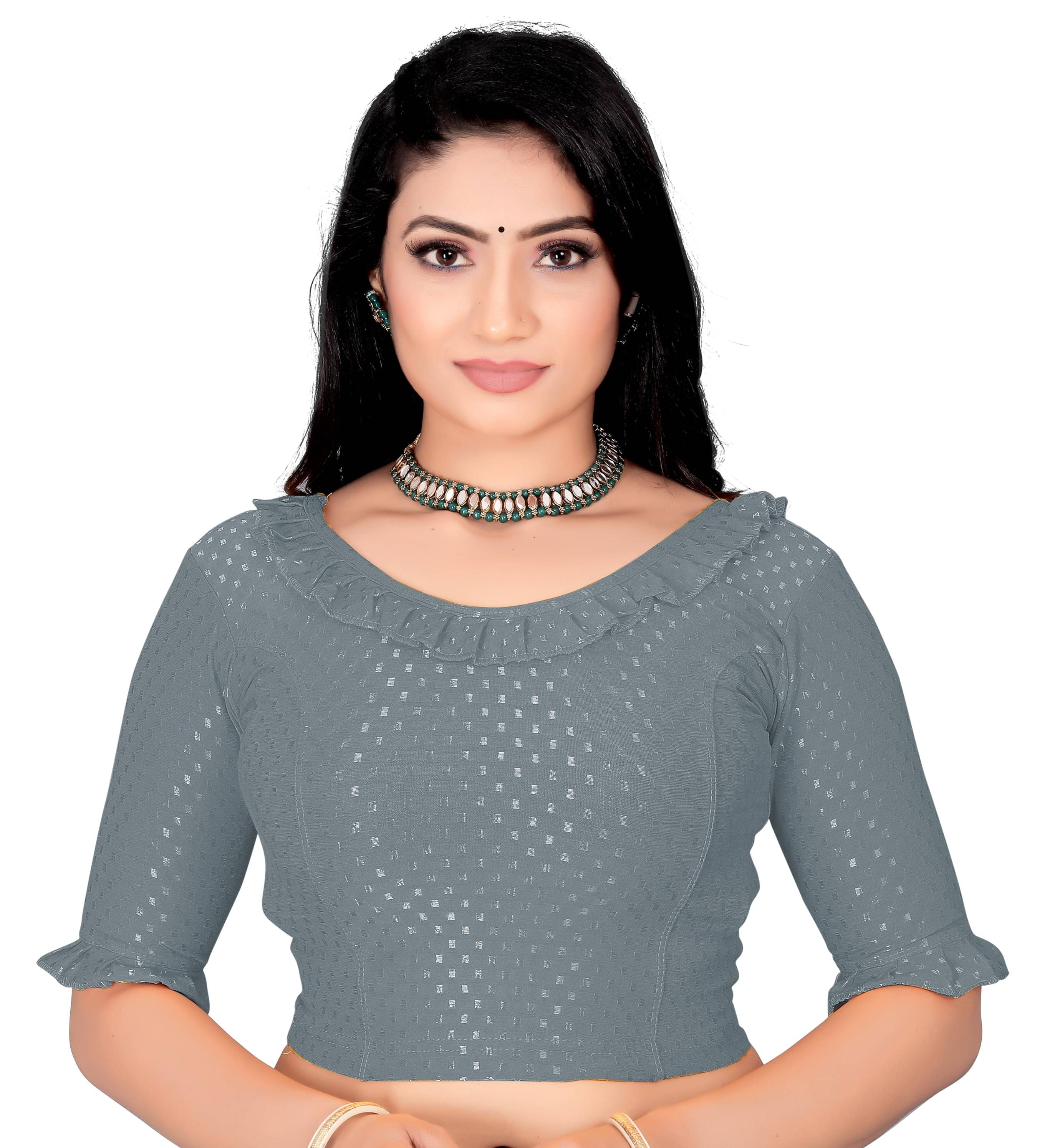 DELTIN HUB Grey Readymade without Pad Silk Blend Women's Blouse ( Pack of 1 ) DELTIN HUB Grey Readymade without Pad Silk Blend Women's Blouse ( Pack of 1 )