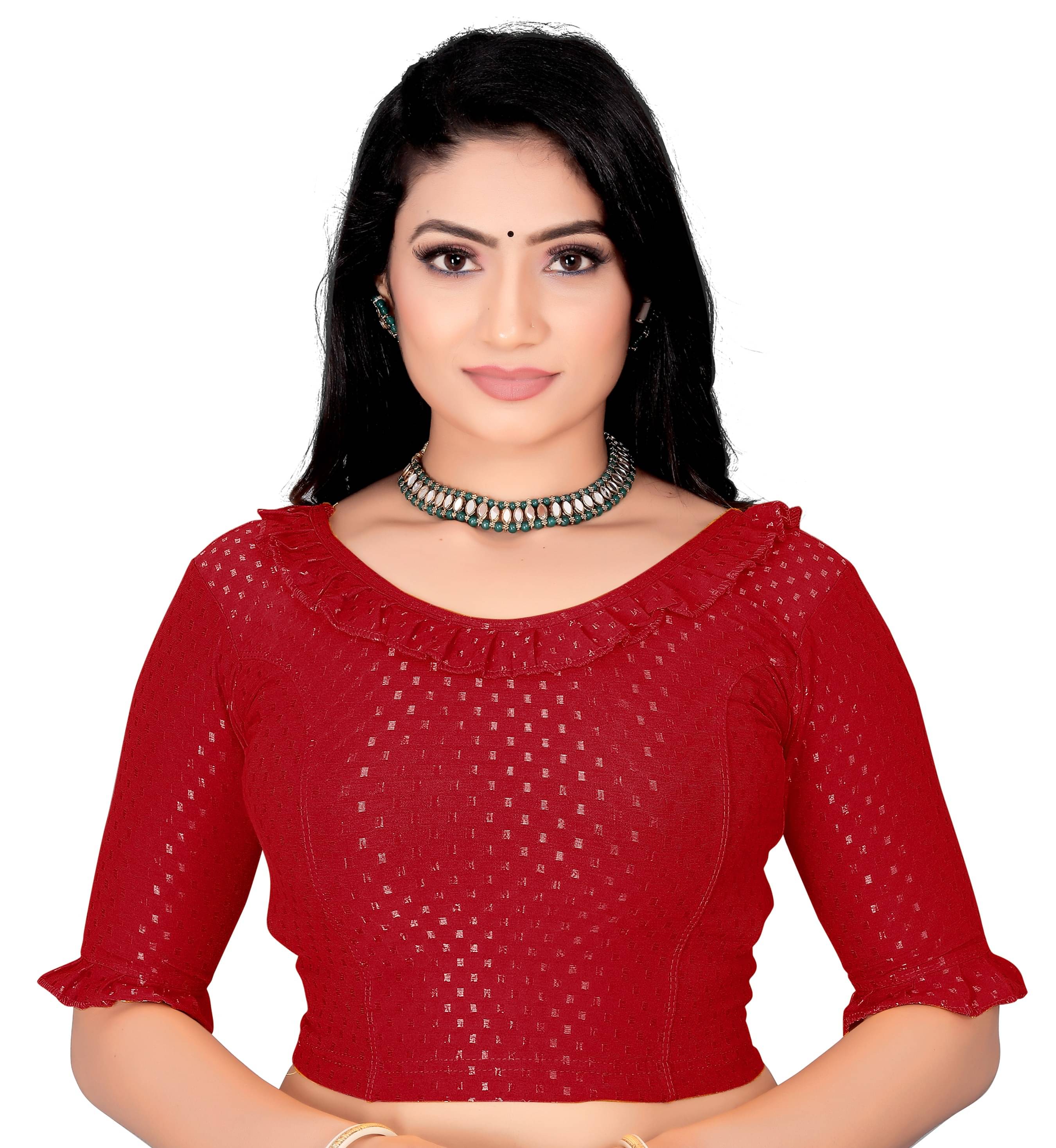     			DELTIN HUB Maroon Readymade without Pad Silk Blend Women's Blouse ( Pack of 1 )