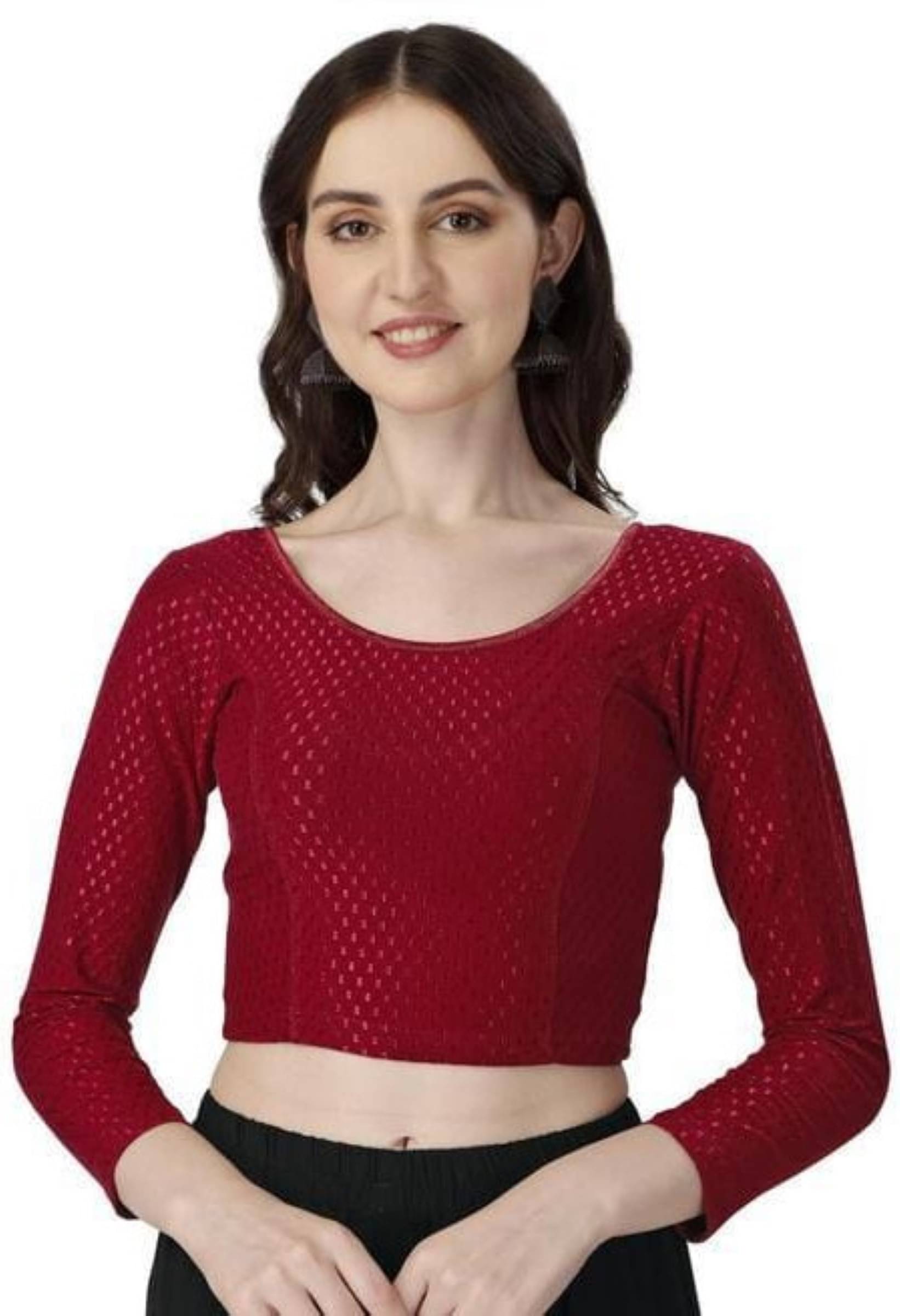 DELTIN HUB Maroon Readymade without Pad Silk Blend Women's Blouse ( Pack of 1 ) DELTIN HUB Maroon Readymade without Pad Silk Blend Women's Blouse ( Pack of 1 )