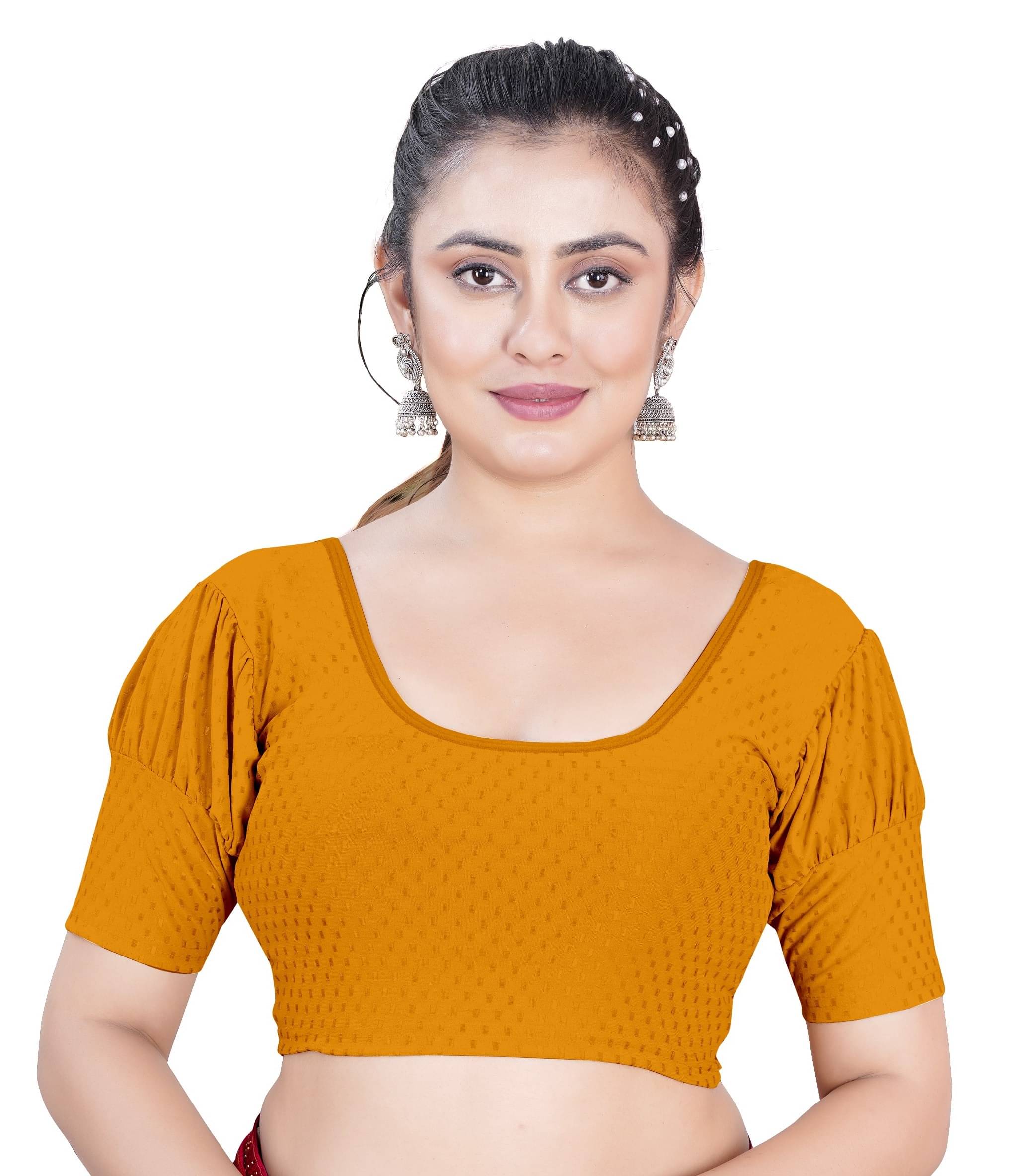     			DELTIN HUB Mustard Readymade without Pad Silk Blend Women's Blouse ( Pack of 1 )