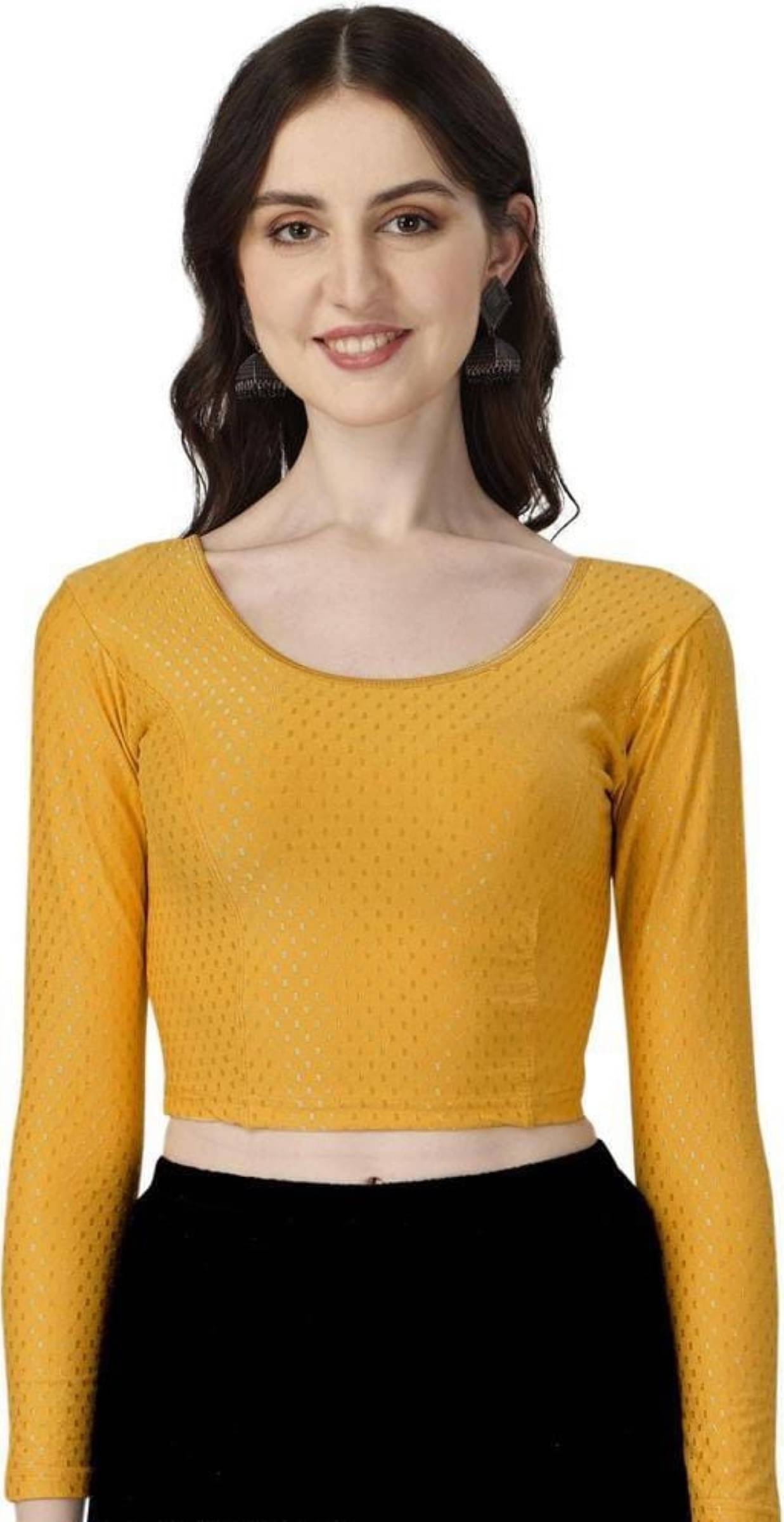     			DELTIN HUB Mustard Readymade without Pad Silk Blend Women's Blouse ( Pack of 1 )