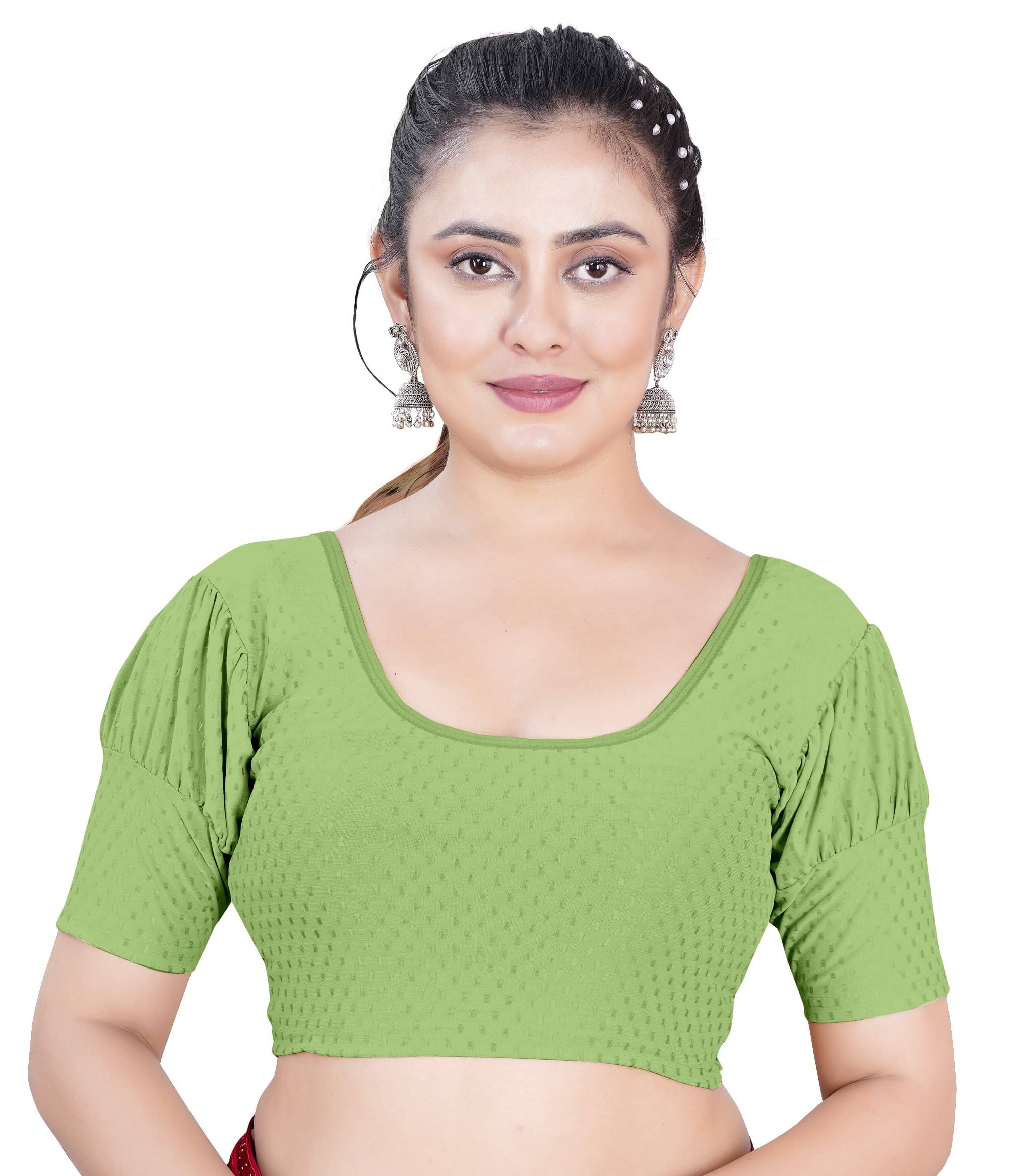     			DELTIN HUB Olive Readymade without Pad Silk Blend Women's Blouse ( Pack of 1 )