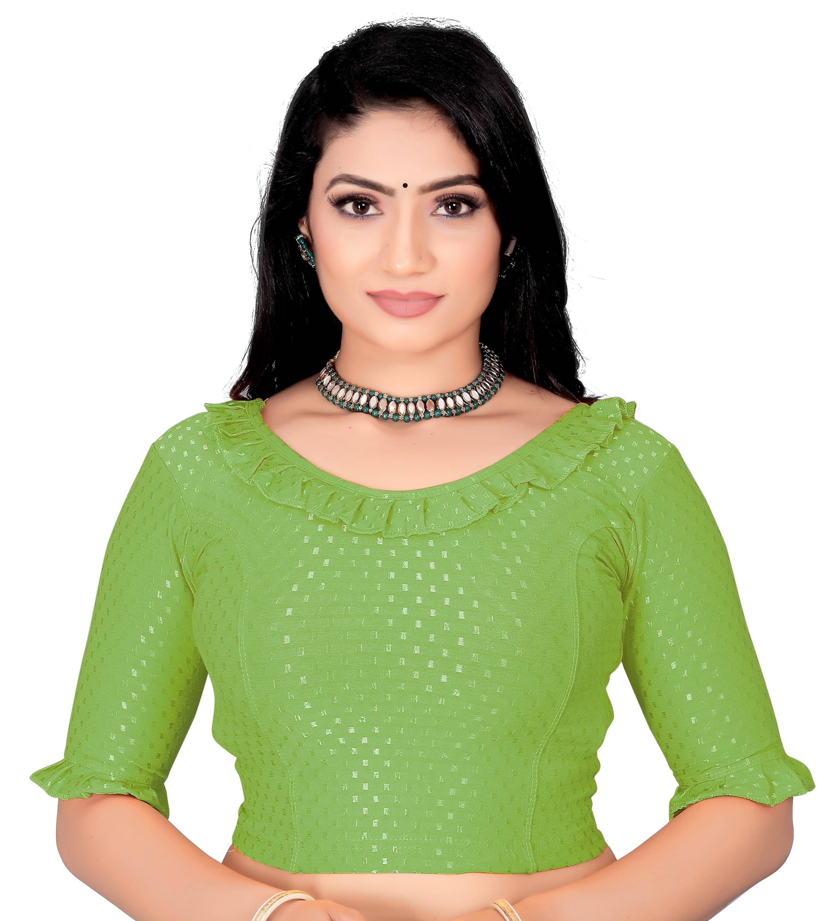 DELTIN HUB Olive Readymade without Pad Silk Blend Women's Blouse ( Pack of 1 ) DELTIN HUB Olive Readymade without Pad Silk Blend Women's Blouse ( Pack of 1 )