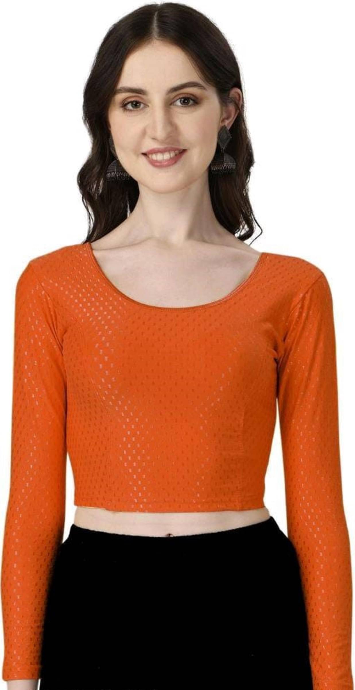     			DELTIN HUB Orange Readymade without Pad Silk Blend Women's Blouse ( Pack of 1 )