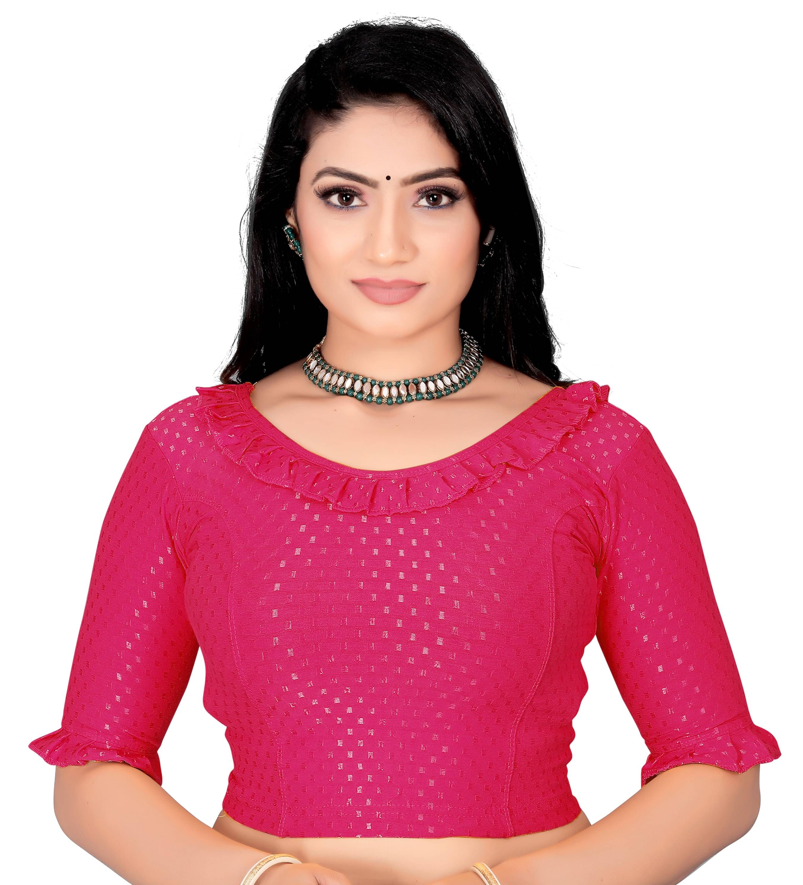 DELTIN HUB Pink Readymade without Pad Silk Blend Women's Blouse ( Pack of 1 ) DELTIN HUB Pink Readymade without Pad Silk Blend Women's Blouse ( Pack of 1 )