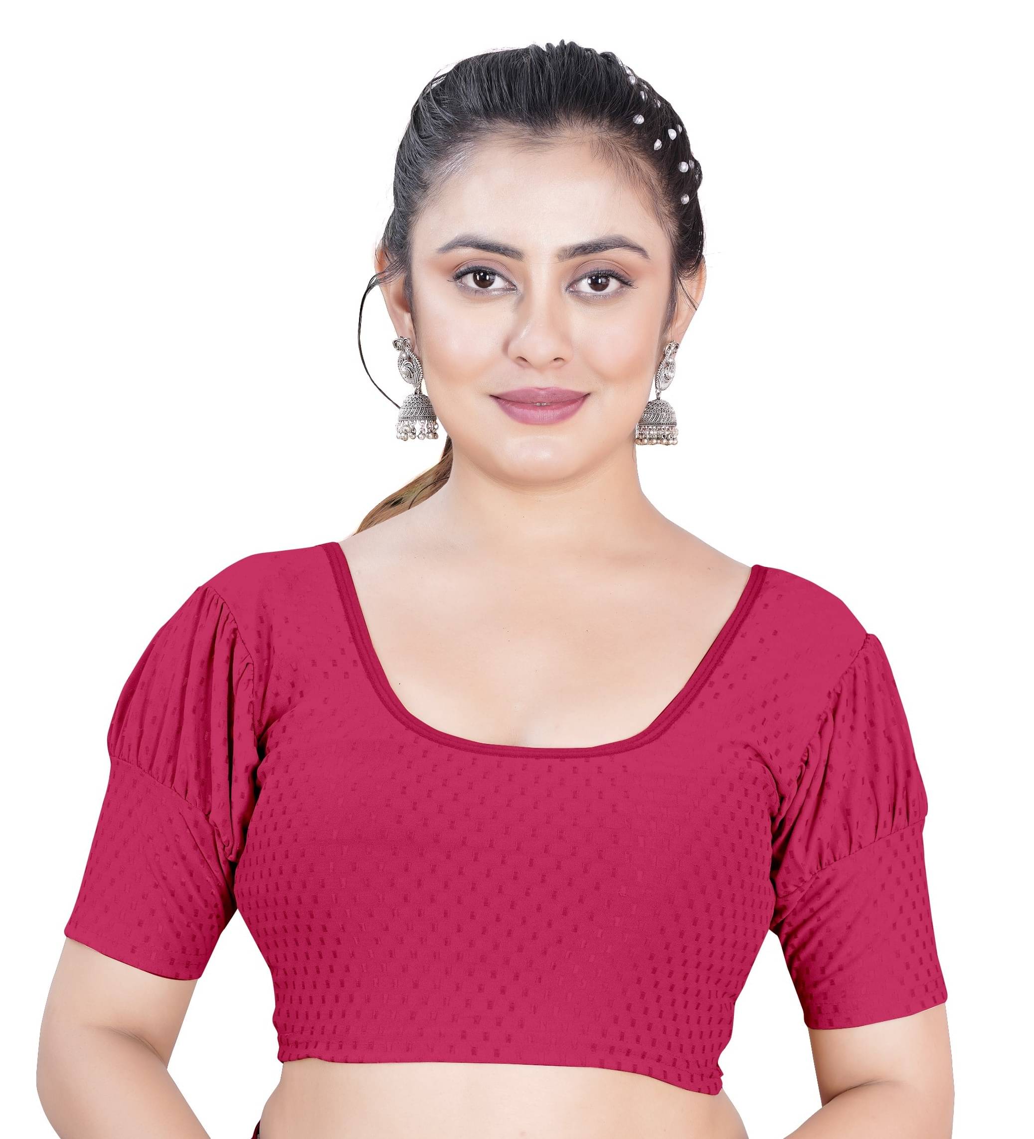 DELTIN HUB Pink Readymade without Pad Silk Blend Women's Blouse ( Pack of 1 ) DELTIN HUB Pink Readymade without Pad Silk Blend Women's Blouse ( Pack of 1 )