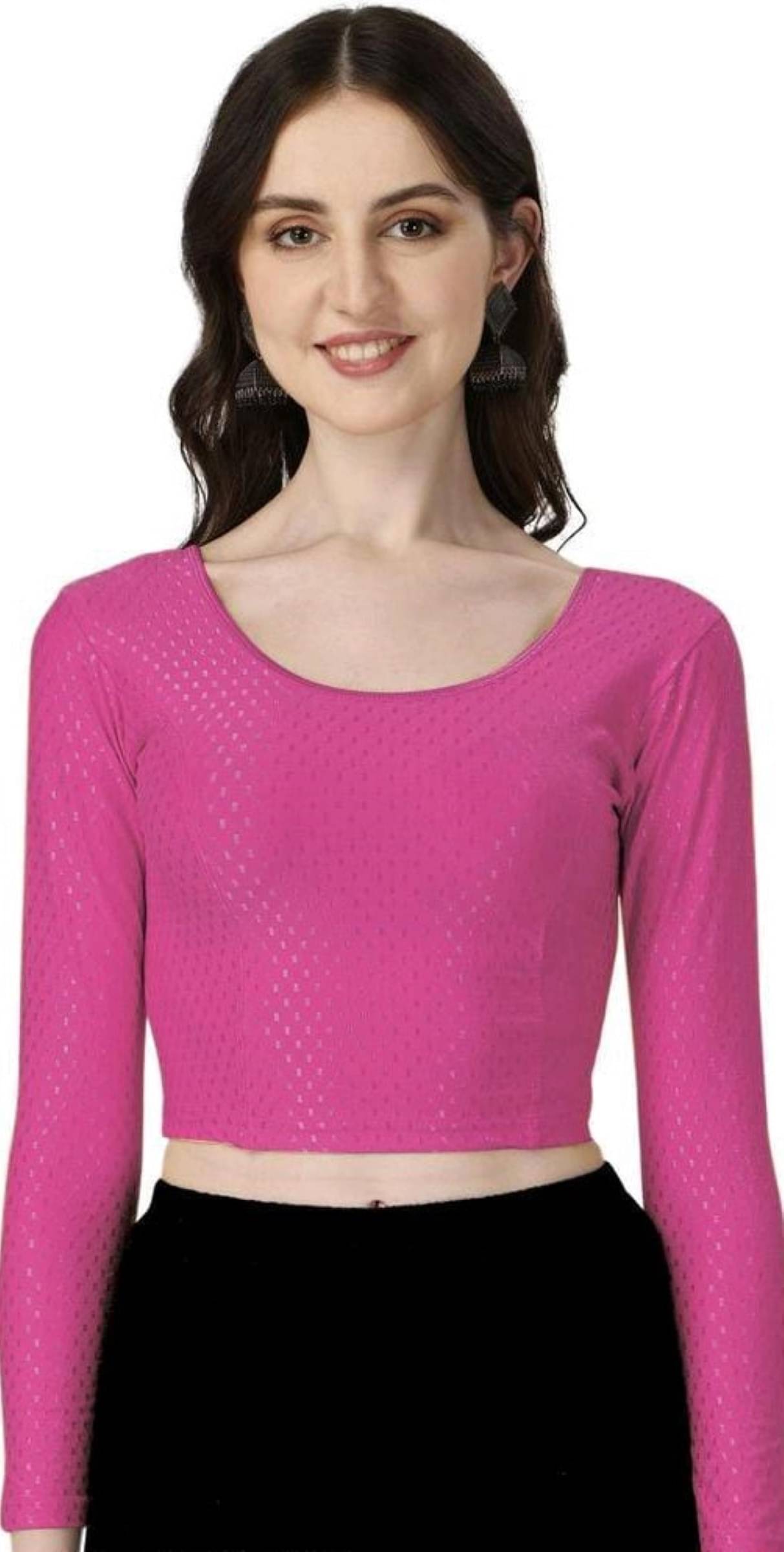 DELTIN HUB Pink Readymade without Pad Silk Blend Women's Blouse ( Pack of 1 ) DELTIN HUB Pink Readymade without Pad Silk Blend Women's Blouse ( Pack of 1 )