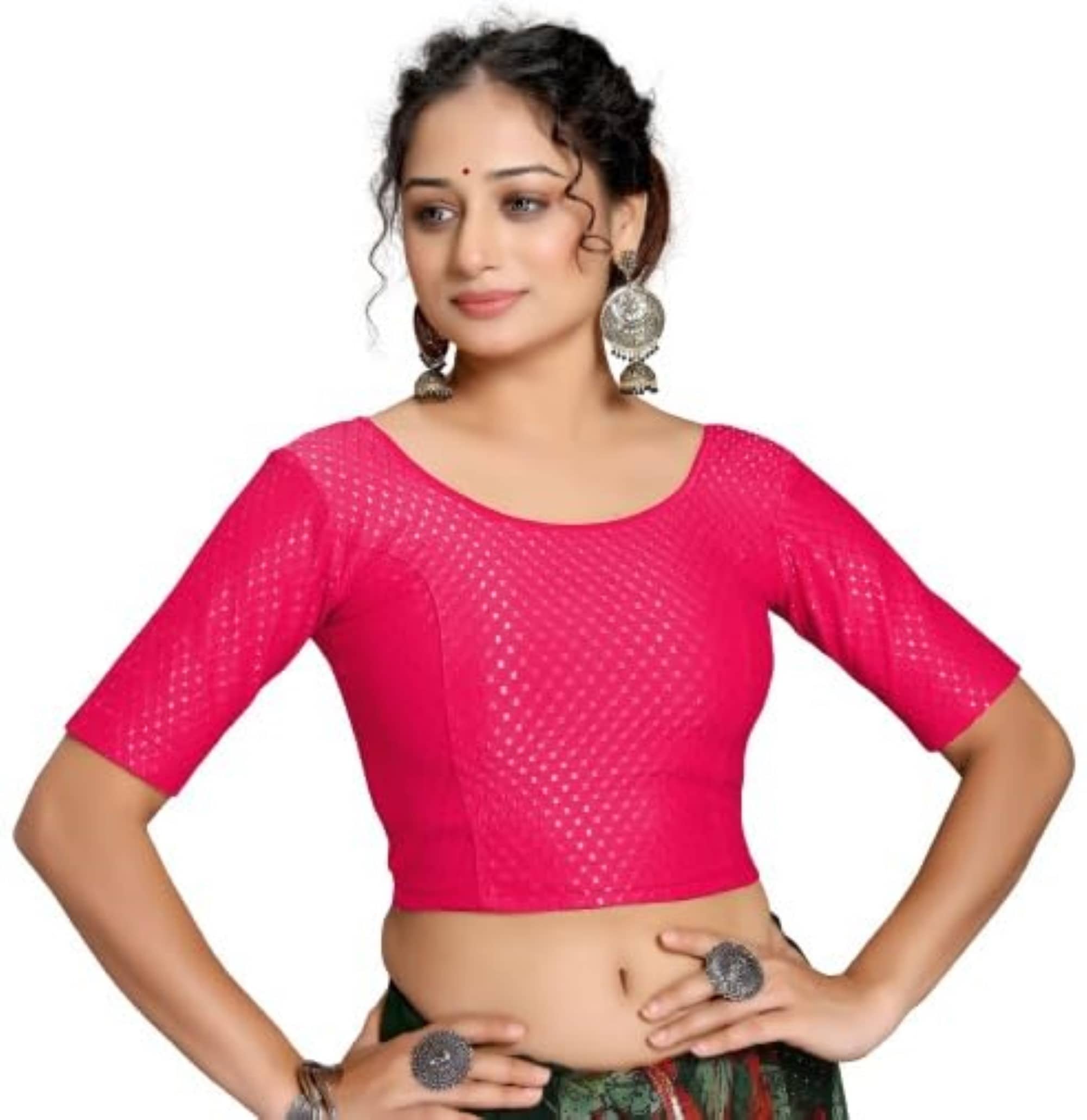 DELTIN HUB Pink Readymade without Pad Silk Blend Women's Blouse ( Pack of 1 )