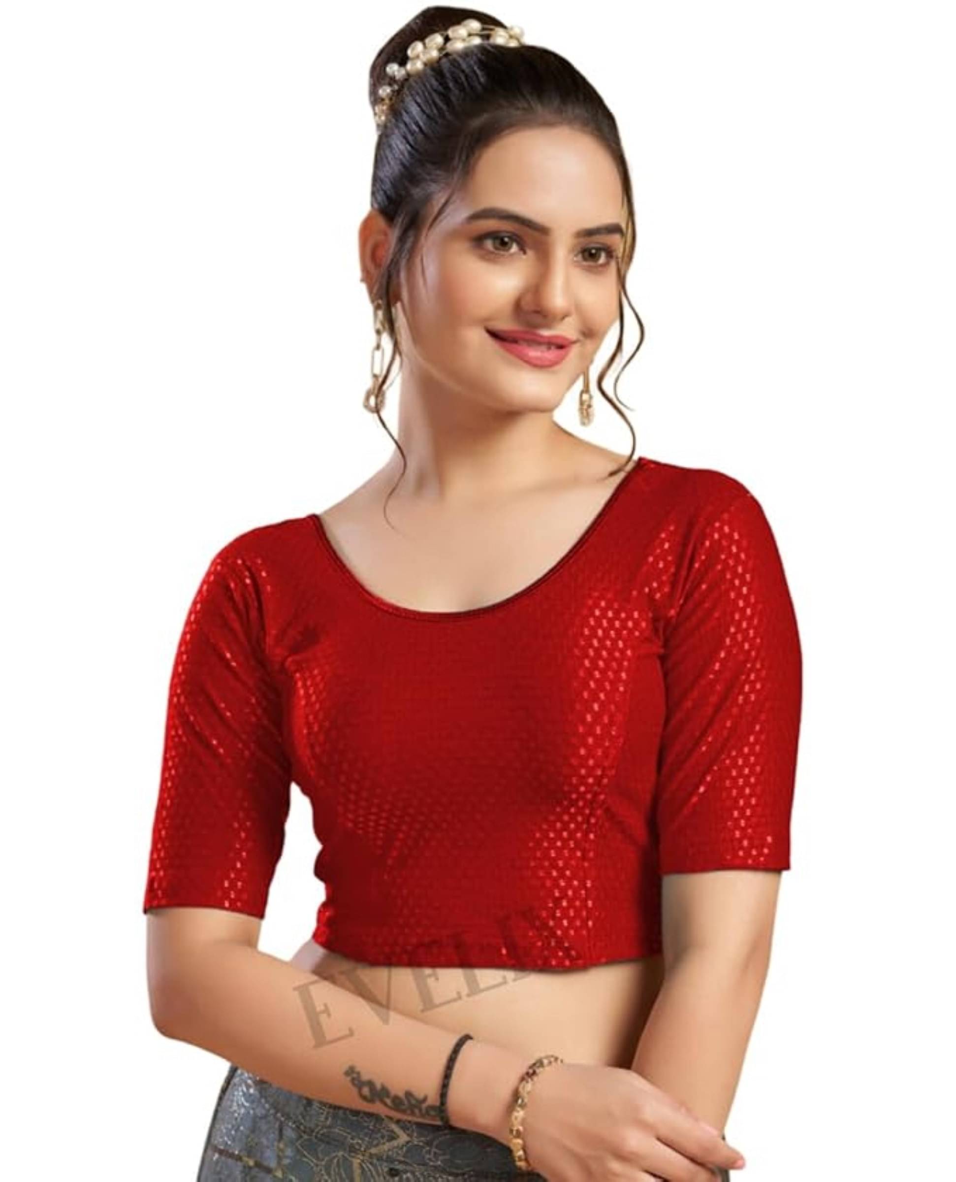 DELTIN HUB Red Readymade without Pad Silk Blend Women's Blouse ( Pack of 1 ) DELTIN HUB Red Readymade without Pad Silk Blend Women's Blouse ( Pack of 1 )