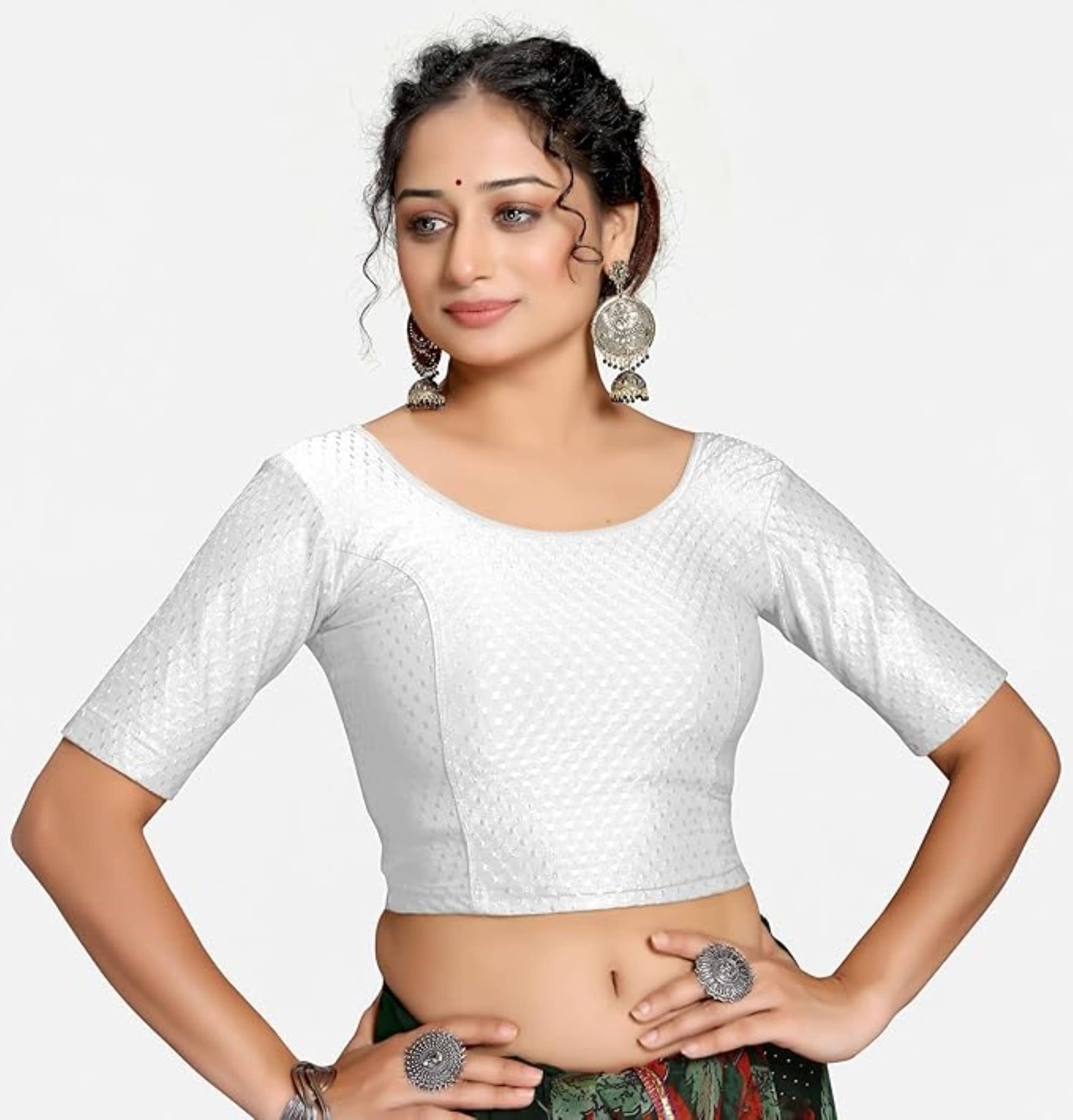 DELTIN HUB White Readymade without Pad Silk Blend Women's Blouse ( Pack of 1 )