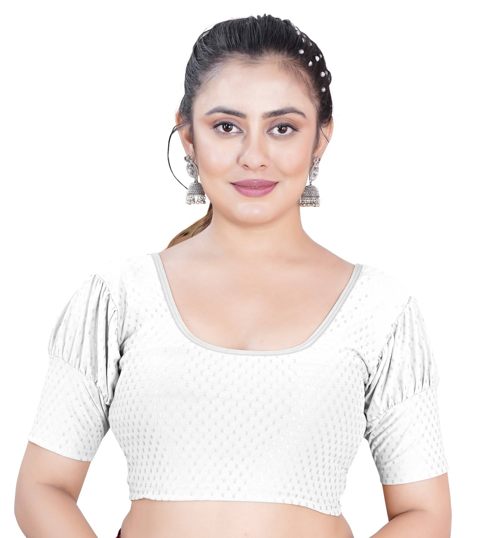DELTIN HUB White Readymade without Pad Silk Blend Women's Blouse ( Pack of 1 ) DELTIN HUB White Readymade without Pad Silk Blend Women's Blouse ( Pack of 1 )