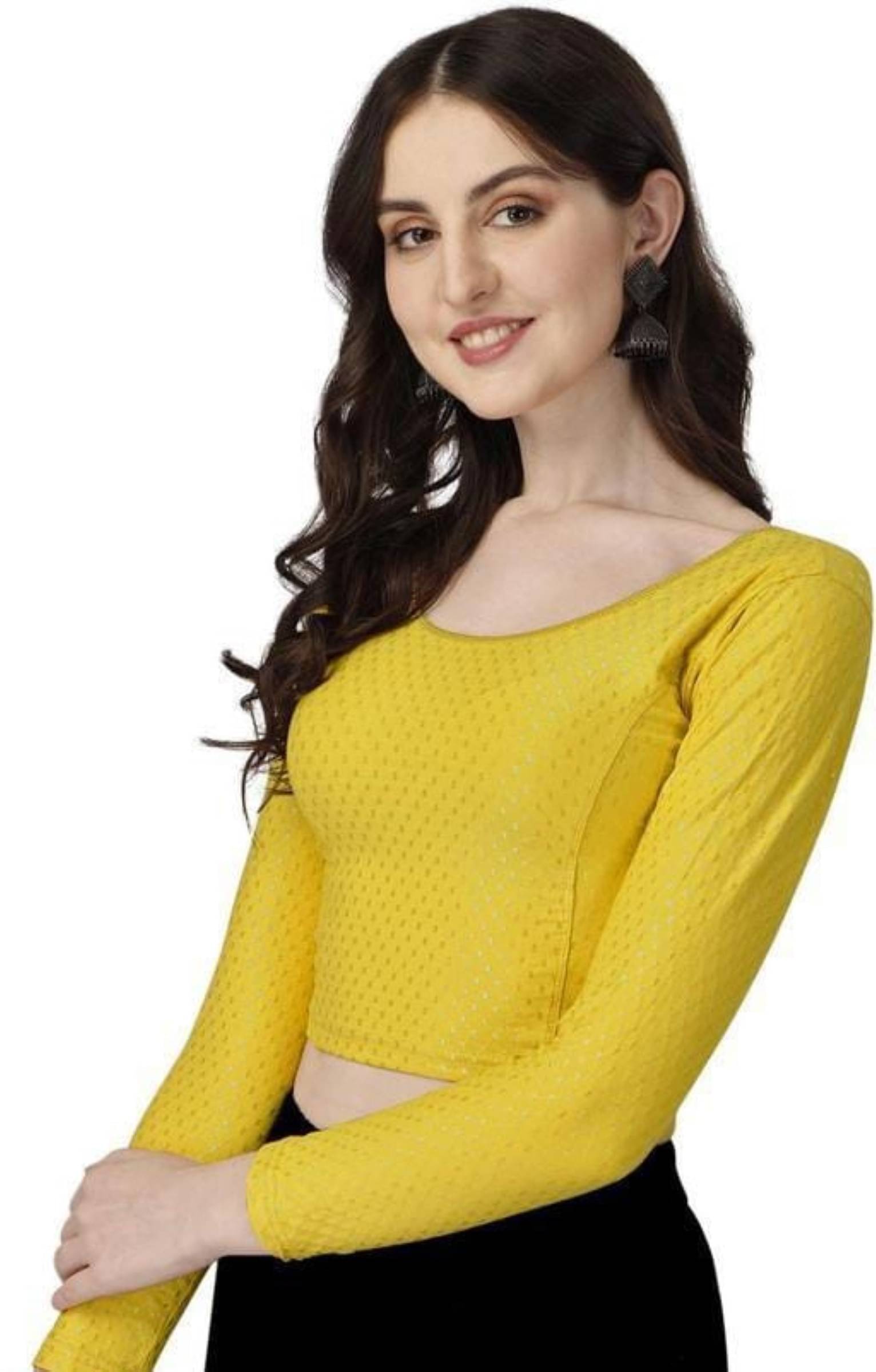     			DELTIN HUB Yellow Readymade without Pad Silk Blend Women's Blouse ( Pack of 1 )
