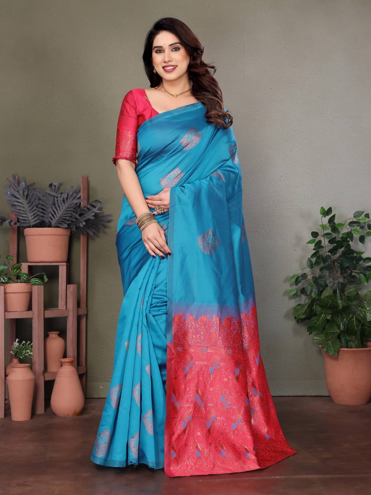 DIKONA DESIGNER Banarasi Silk Woven Saree With Unstitched Blouse Piece ( Aqua Blue )     			DIKONA DESIGNER Banarasi Silk Woven Saree With Unstitched Blouse Piece ( Aqua Blue )