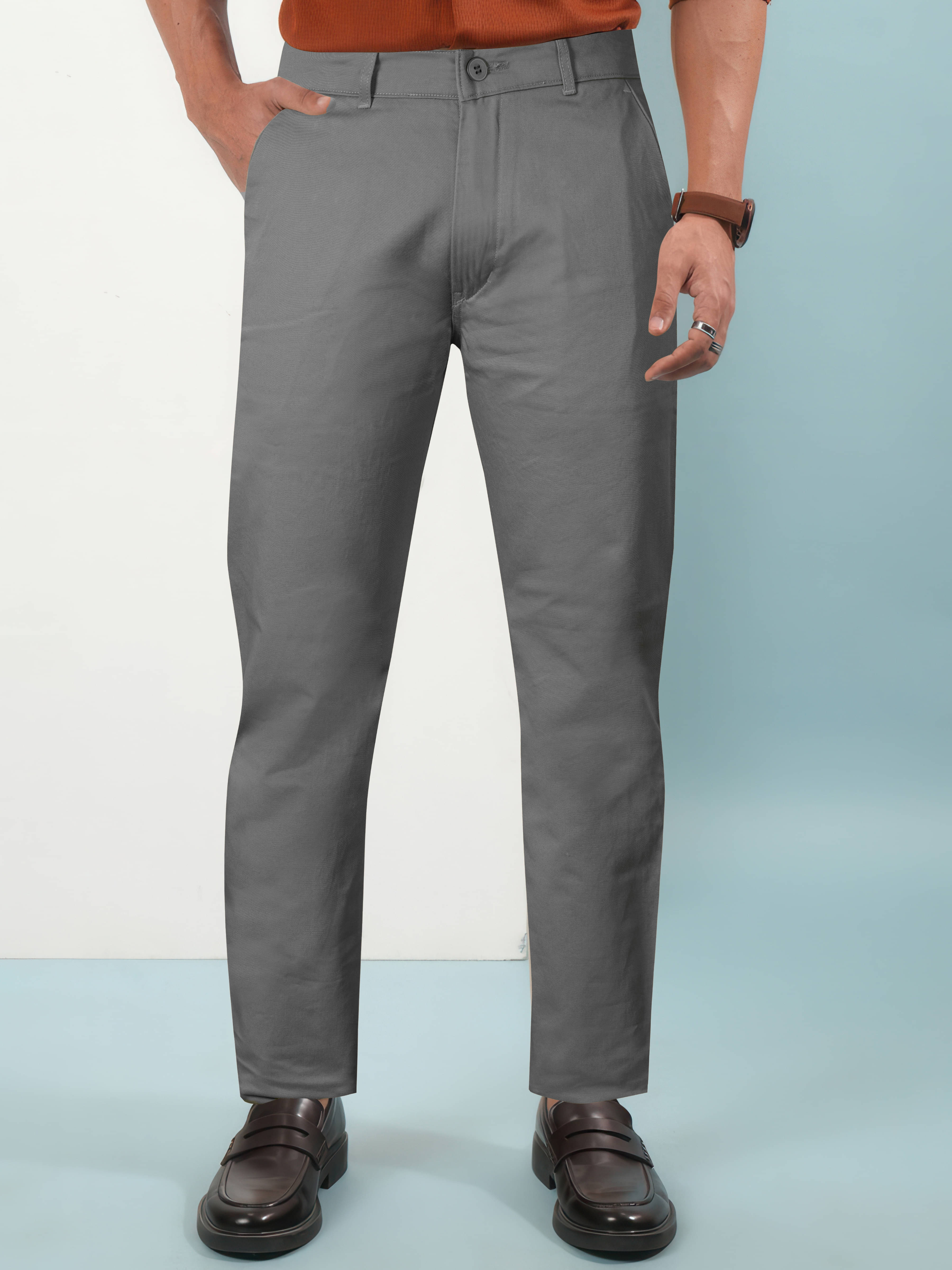     			JB JUST BLACK Regular Flat Men's Chinos - Grey ( Pack of 1 )