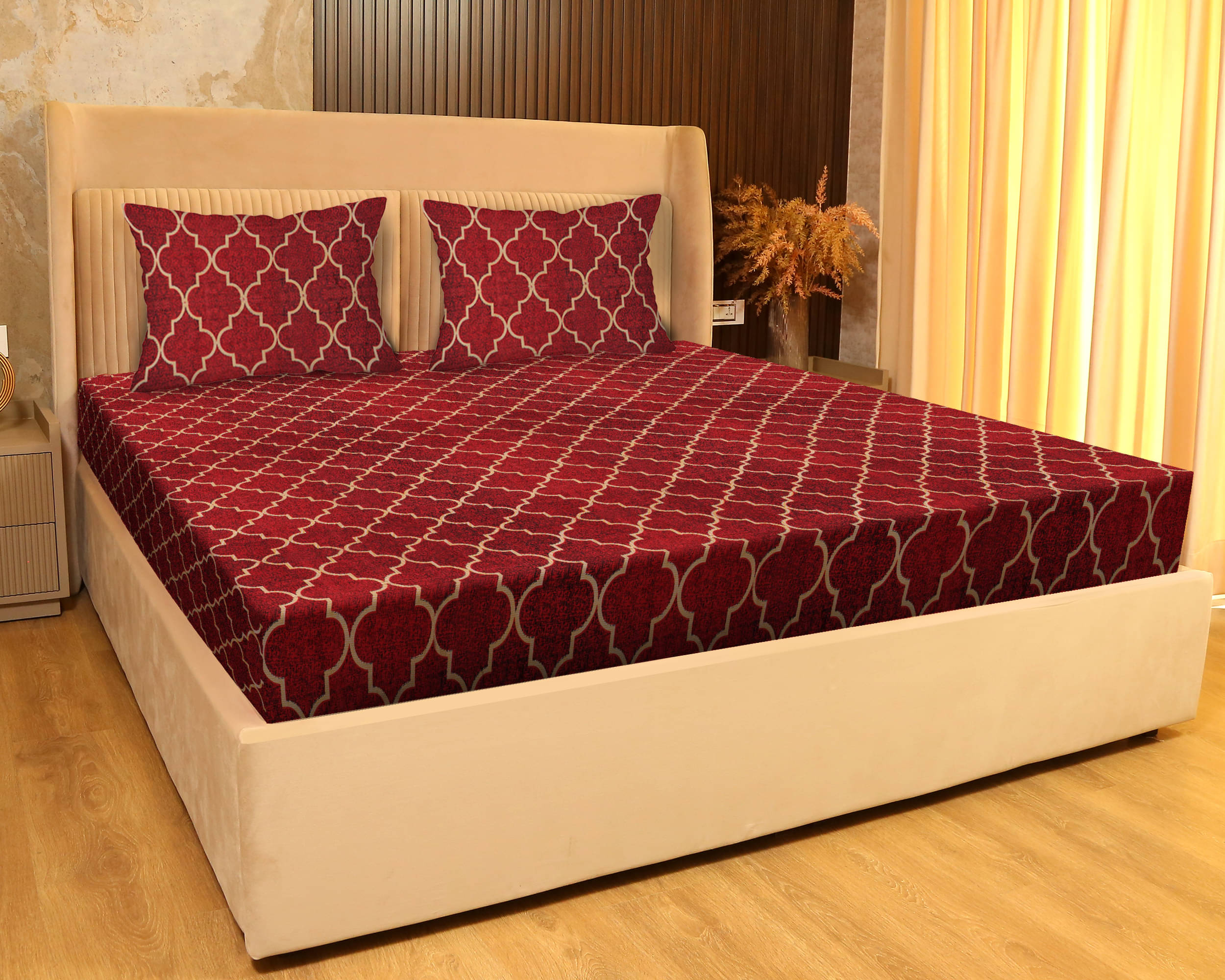     			JDX Microfibre Abstract Printed Fitted ( Queen Size ) - Multi