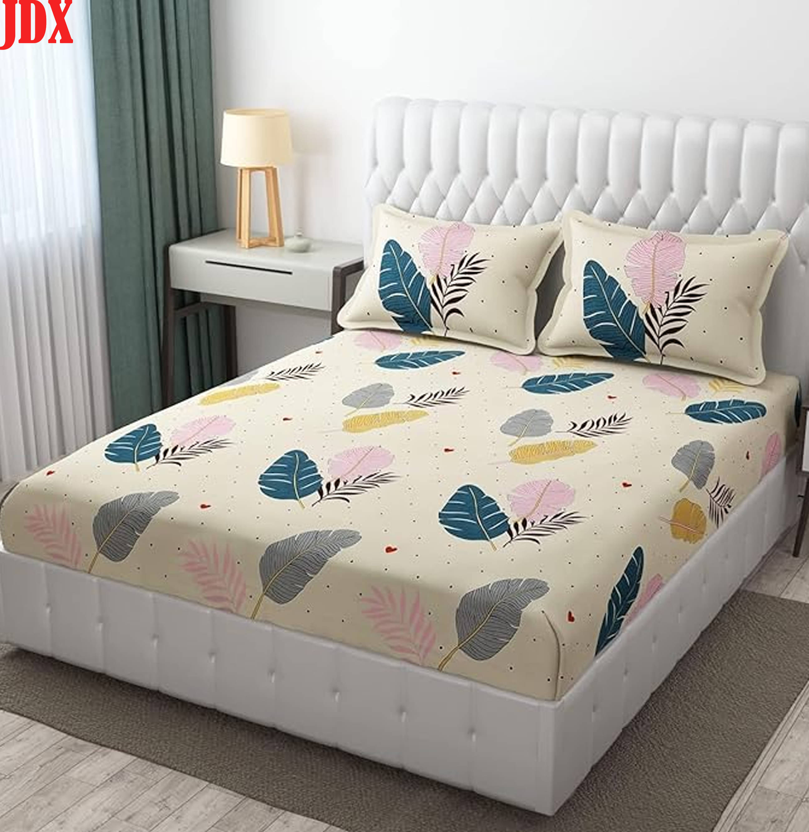     			JDX Microfibre Abstract Printed Fitted ( Queen Size ) - Multi