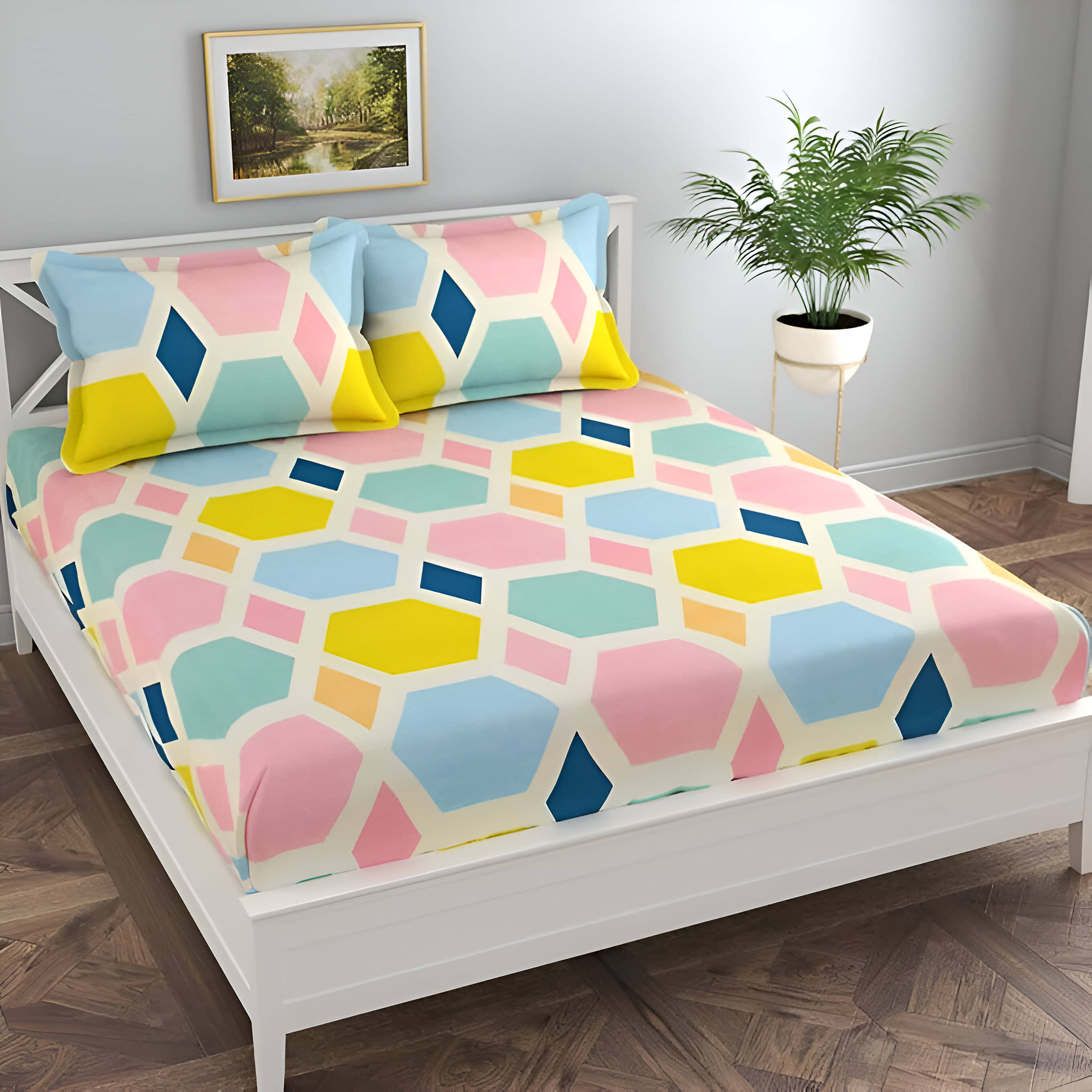     			JDX Microfibre Abstract Printed Fitted ( Queen Size ) - Multi