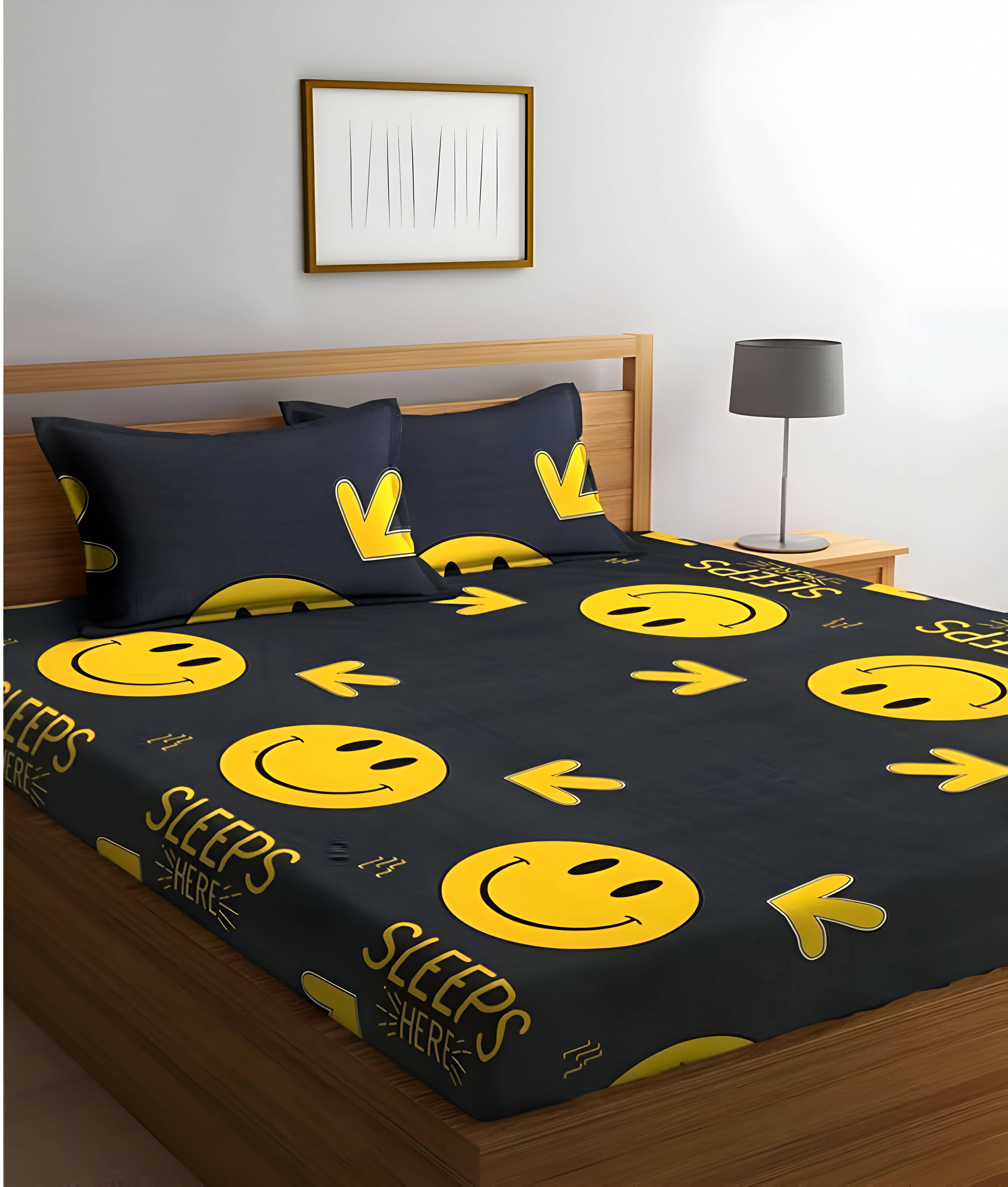 JDX Microfibre Graphic Fitted Bedsheet ( Queen Size ) - Multi