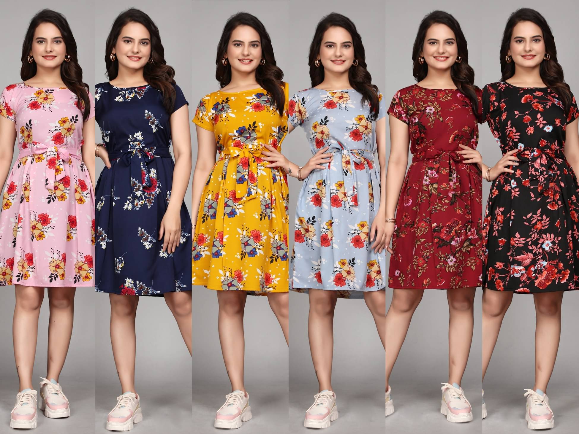     			KALAVRITTA Women Crepe Printed Fit & Flare Dress ( Multicolor )