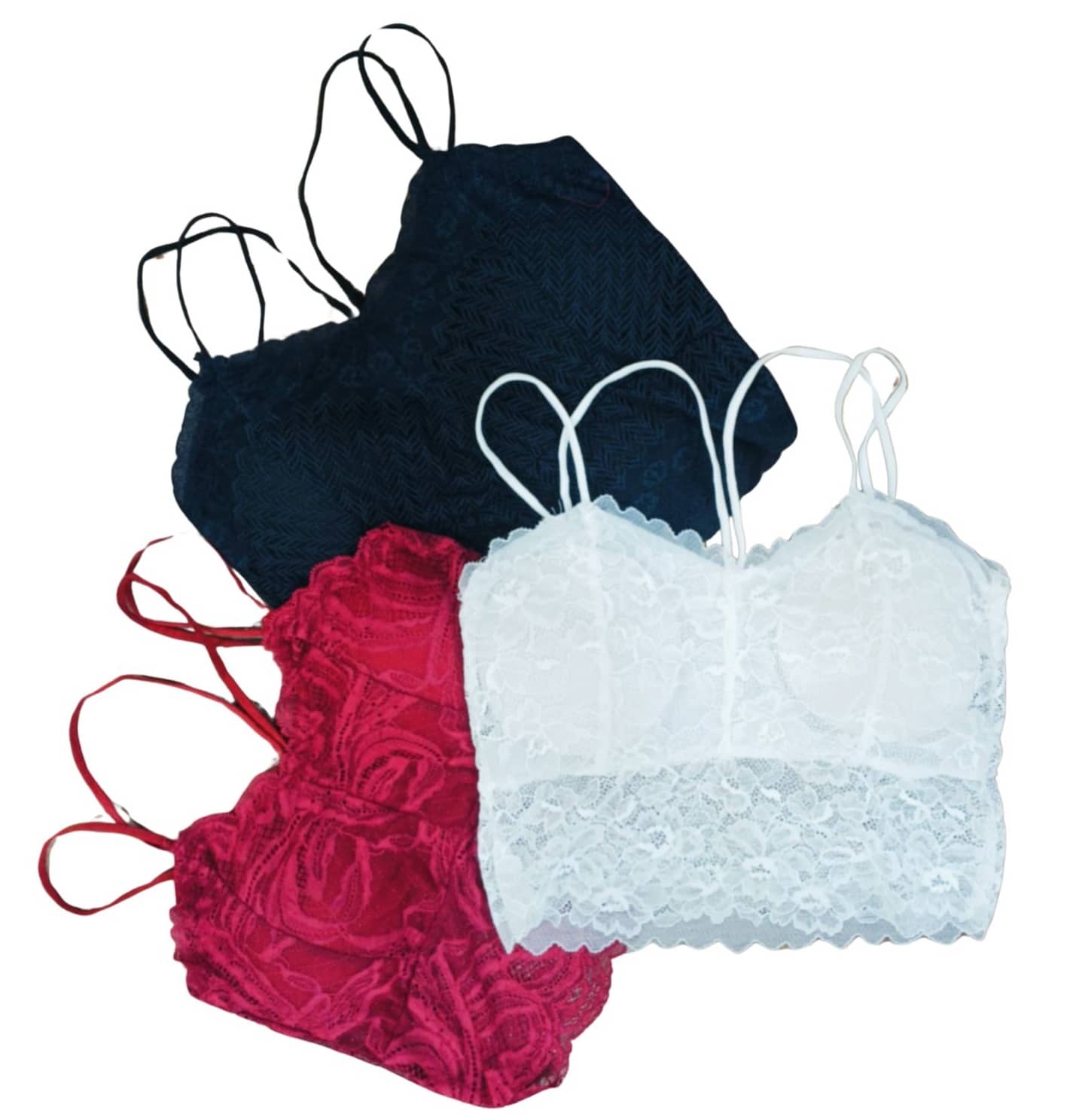 Kamini Pack of 3 Lace Lightly Padded Bralette Bra For Women ( Multicolor6 )
