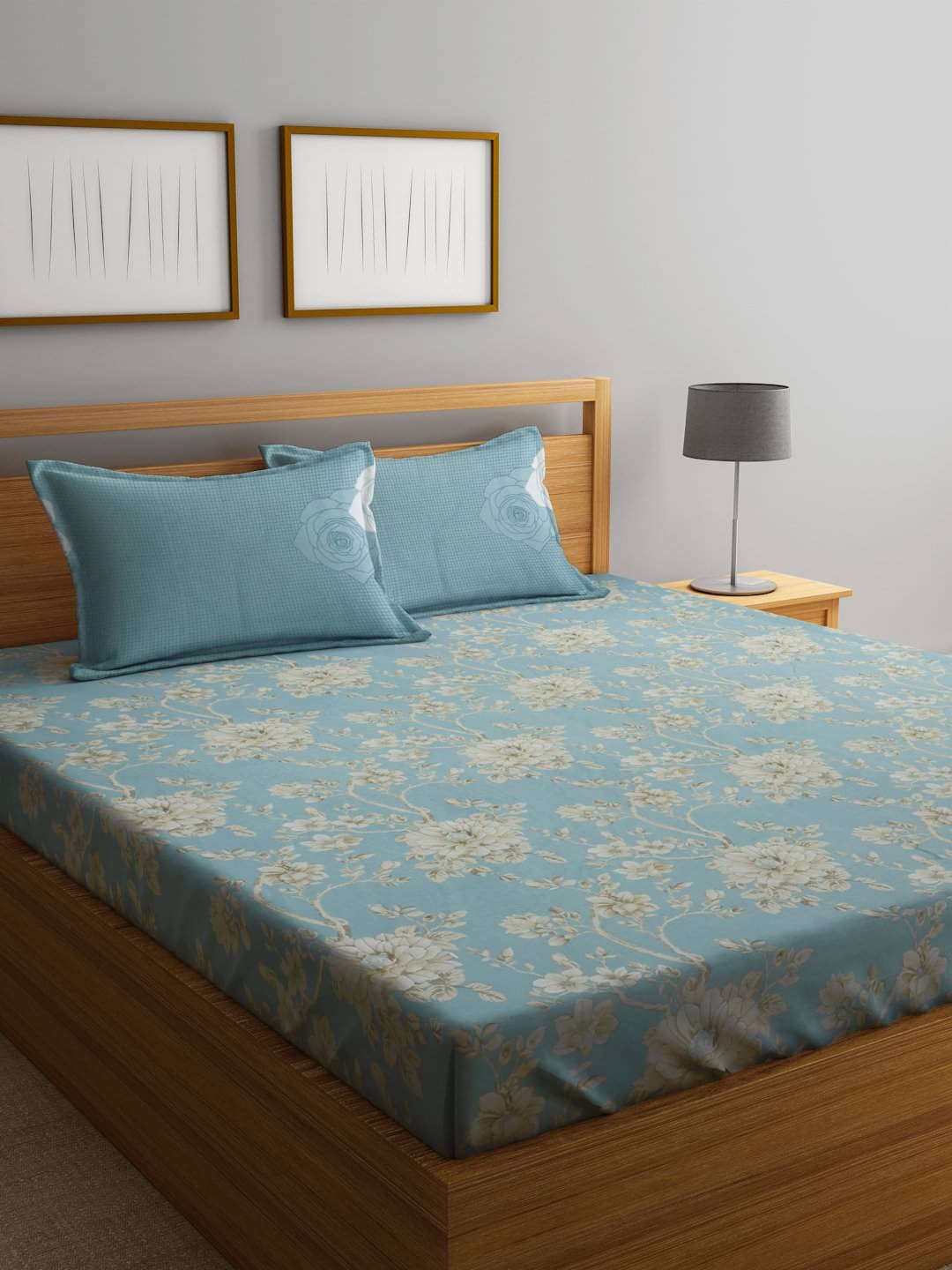     			Klotthe Cotton 1 Double King Bedsheet with 2 Pillow Covers ( Turquoise )
