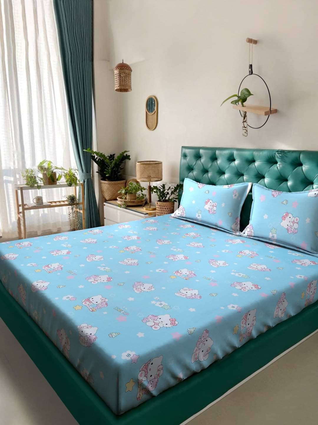 Klotthe Cotton 1 Double King Bedsheet with 2 Pillow Covers ( Sky Blue )     			Klotthe Cotton 1 Double King Bedsheet with 2 Pillow Covers ( Sky Blue )
