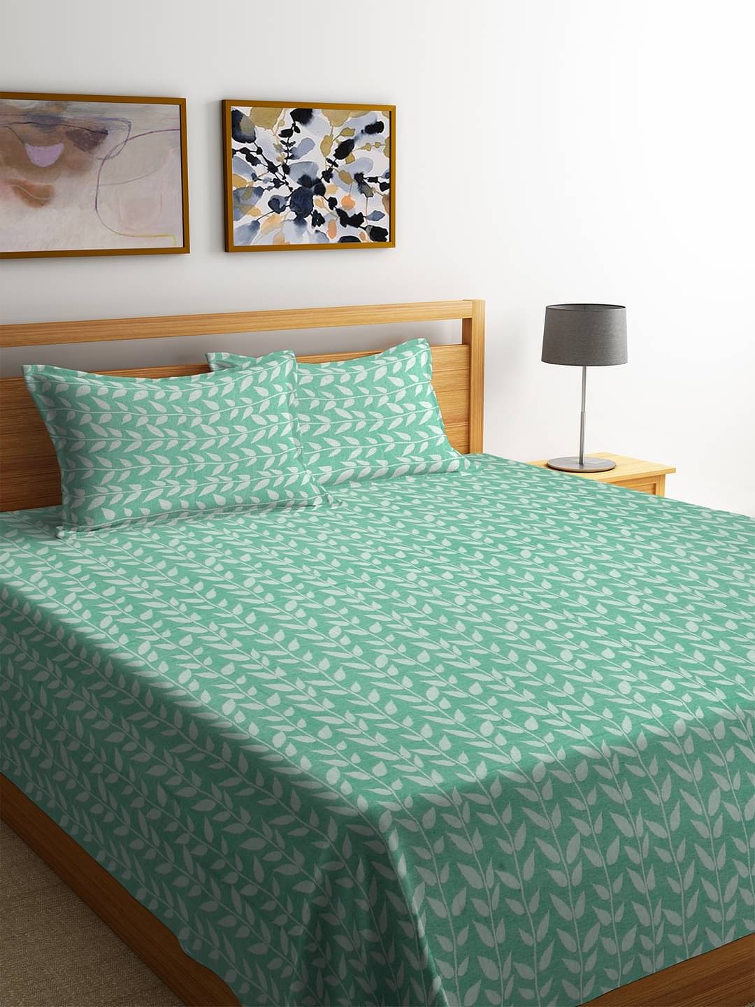 Klotthe Cotton Floral King Size Bedcover - Green ( ) Klotthe Cotton Floral King Size Bedcover - Green ( )