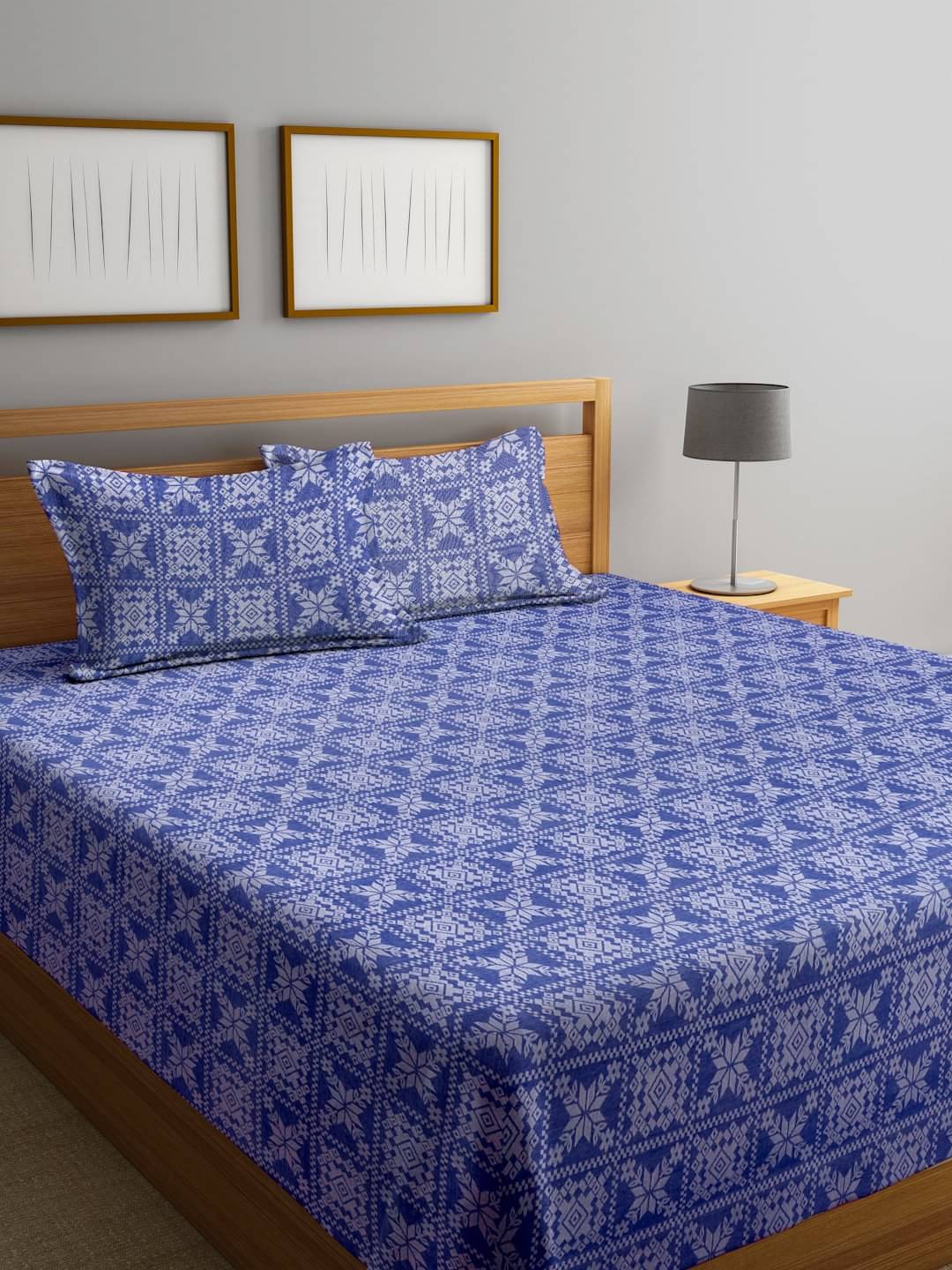 Klotthe Cotton Printed King Size Bedcover - Blue ( ) Klotthe Cotton Printed King Size Bedcover - Blue ( )
