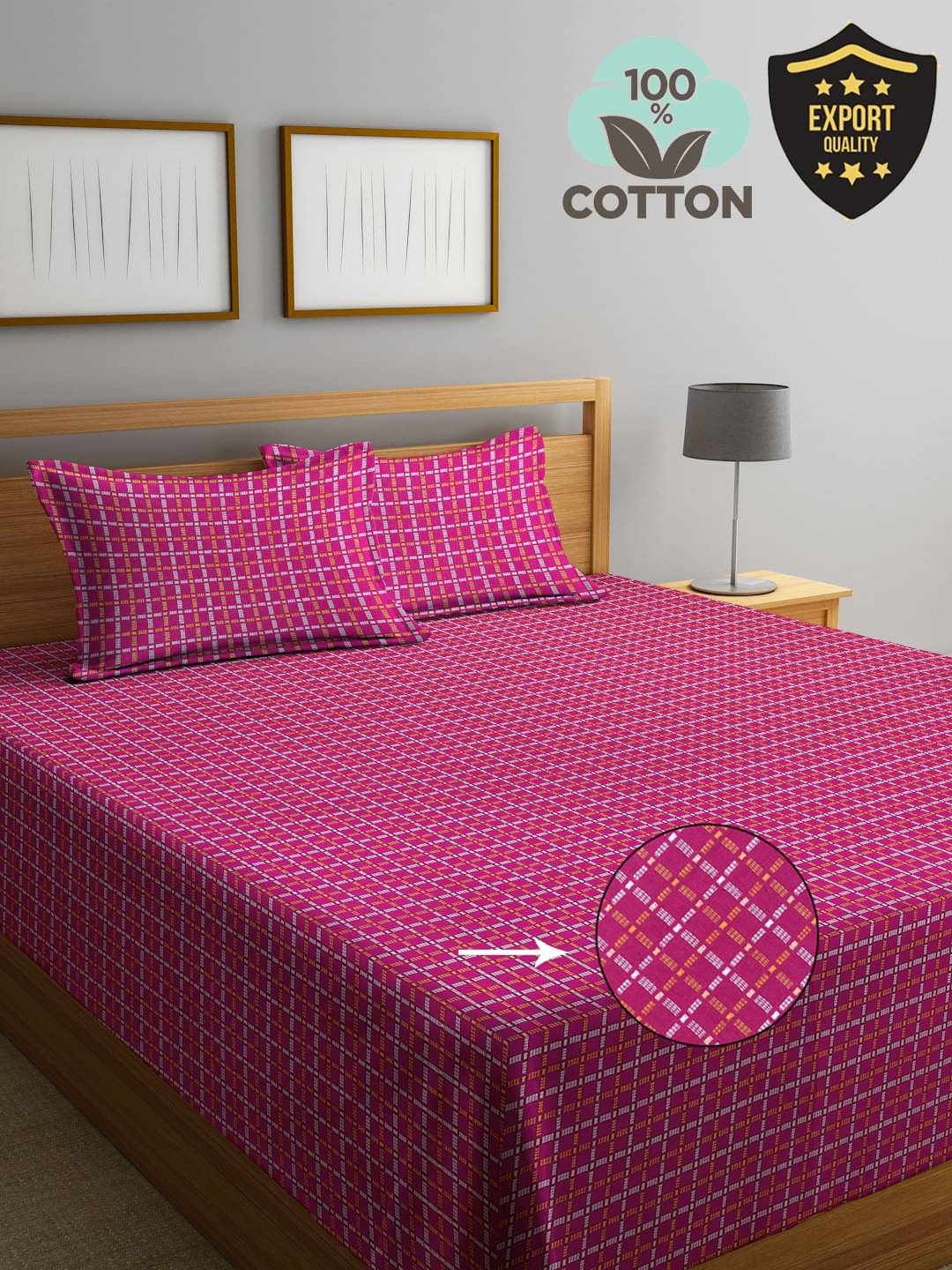 Klotthe Cotton Printed King Size Bedcover - Pink ( ) Klotthe Cotton Printed King Size Bedcover - Pink ( )