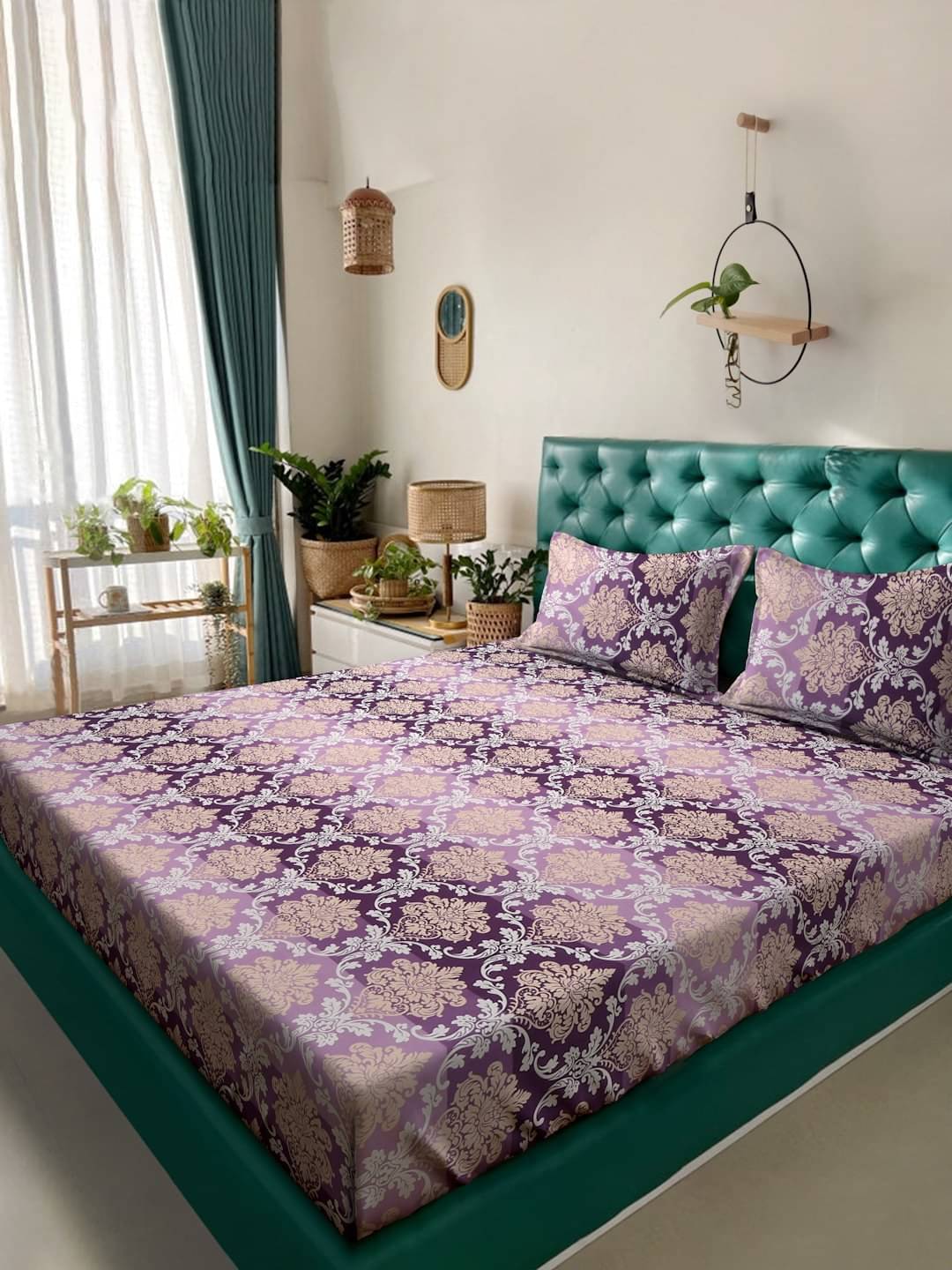     			Klotthe Poly Cotton 1 Double King Bedsheet with 2 Pillow Covers ( Purple )