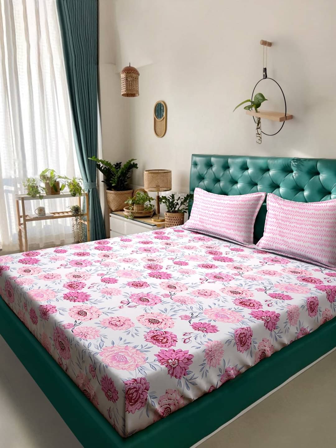 Klotthe Poly Cotton 1 Double King Bedsheet with 2 Pillow Covers ( Pink ) Klotthe Poly Cotton 1 Double King Bedsheet with 2 Pillow Covers ( Pink )