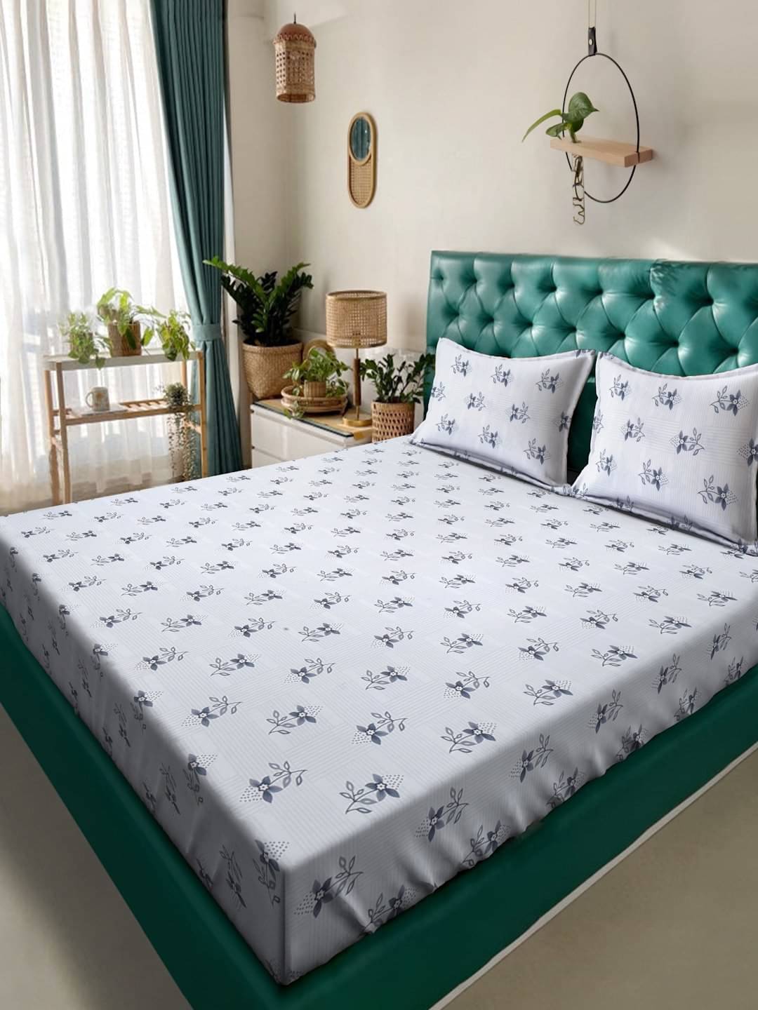 Klotthe Poly Cotton 1 Double King Bedsheet with 2 Pillow Covers ( White ) Klotthe Poly Cotton 1 Double King Bedsheet with 2 Pillow Covers ( White )