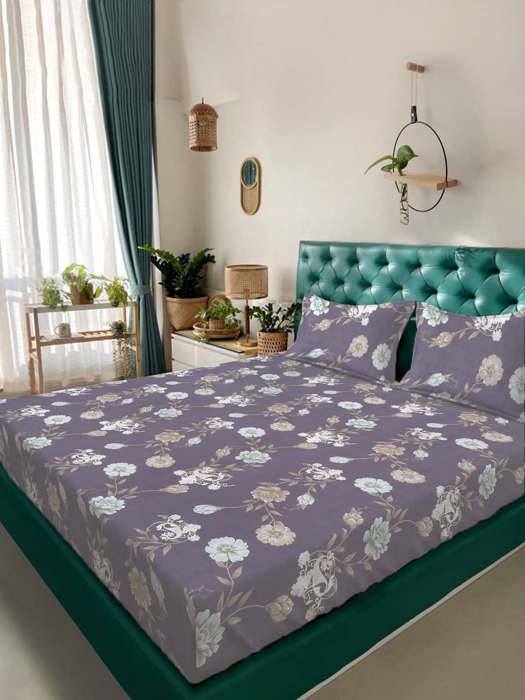     			Klotthe Poly Cotton 1 Double King Bedsheet with 2 Pillow Covers ( Multicolor )