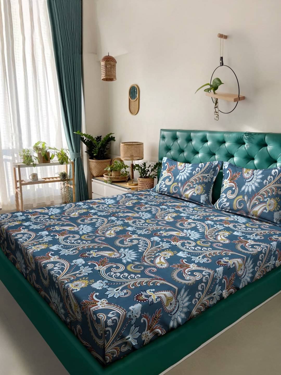 Klotthe Poly Cotton 1 Double King Bedsheet with 2 Pillow Covers ( Blue )     			Klotthe Poly Cotton 1 Double King Bedsheet with 2 Pillow Covers ( Blue )