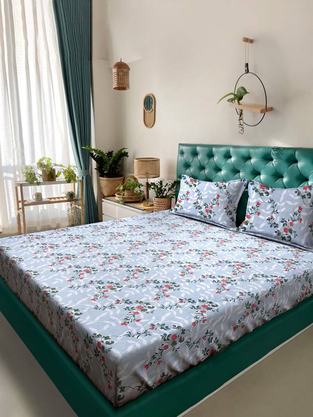    			Klotthe Poly Cotton 1 Double King Bedsheet with 2 Pillow Covers ( Multicolor )
