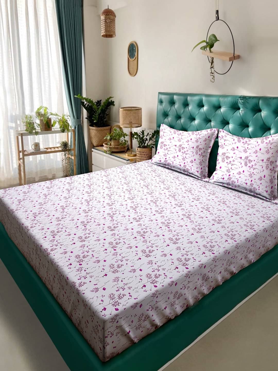 Klotthe Poly Cotton 1 Double King Bedsheet with 2 Pillow Covers ( White ) Klotthe Poly Cotton 1 Double King Bedsheet with 2 Pillow Covers ( White )