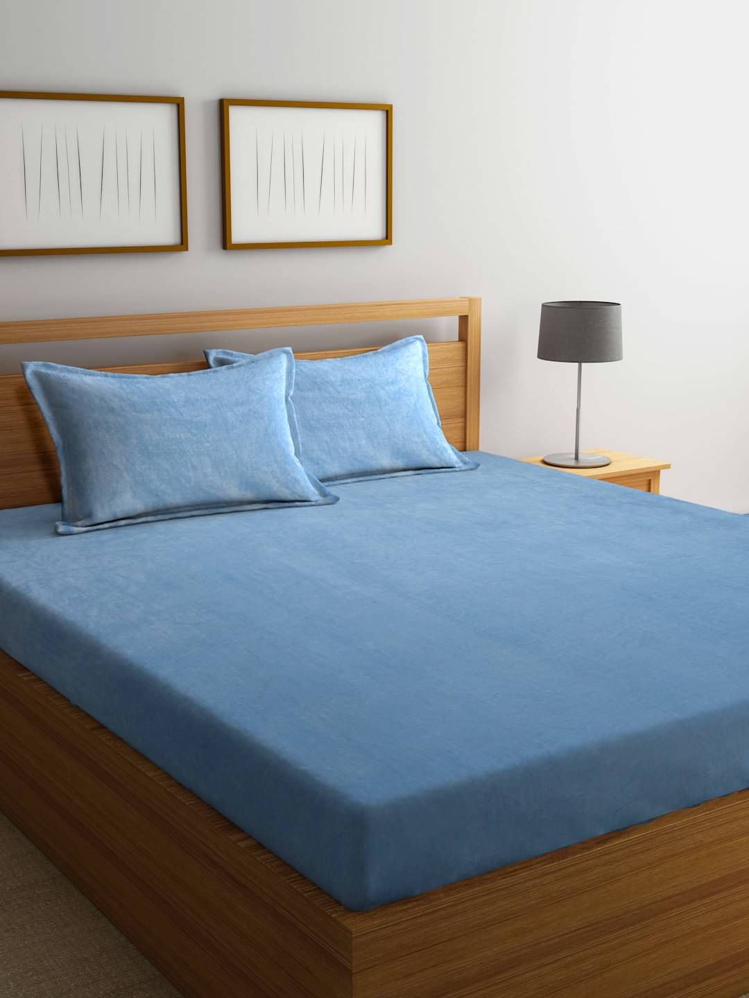     			Klotthe Woollen 1 Double King Bedsheet with 2 Pillow Covers ( Sky Blue )