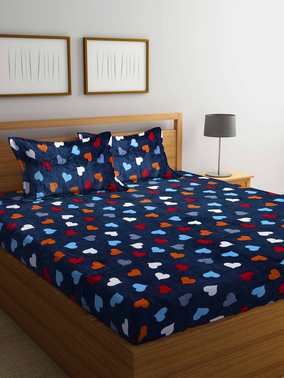     			Klotthe Woollen 1 Double King Bedsheet with 2 Pillow Covers ( Multicolor )
