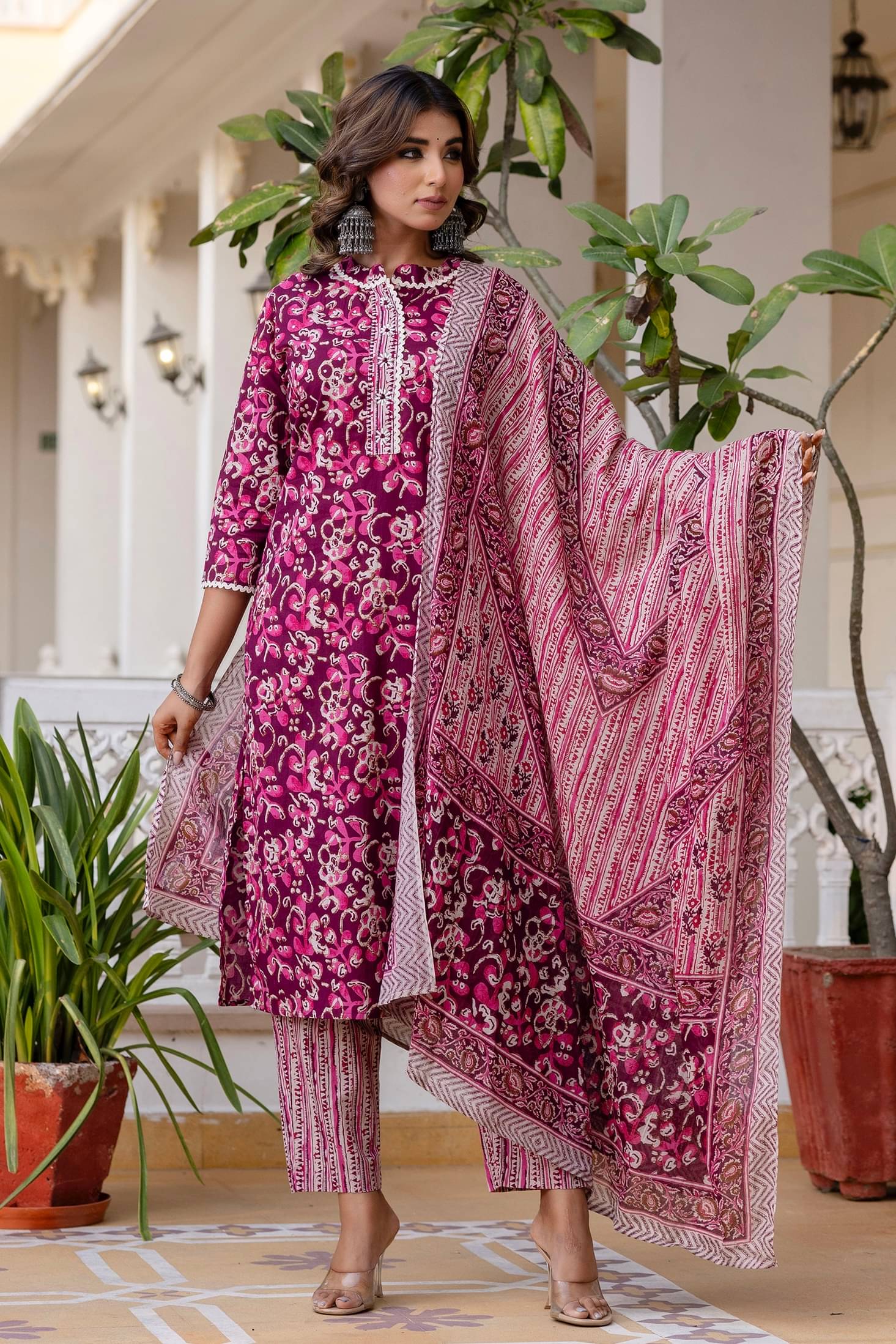 Kohsh Cotton Printed Kurti With Pants Women's Stitched Salwar Suit - Burgundy ( Pack of 1 ) Kohsh Cotton Printed Kurti With Pants Women's Stitched Salwar Suit - Burgundy ( Pack of 1 )