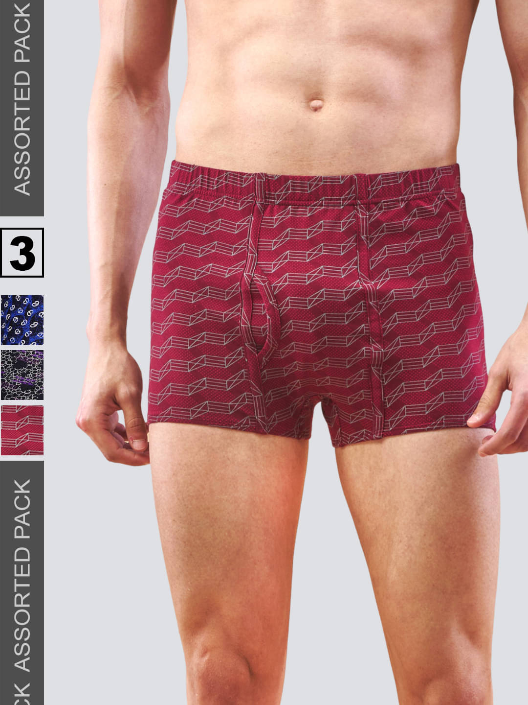     			Lux Nitro Pack of 3 Cotton Trunks For Men's ( Multicolor )