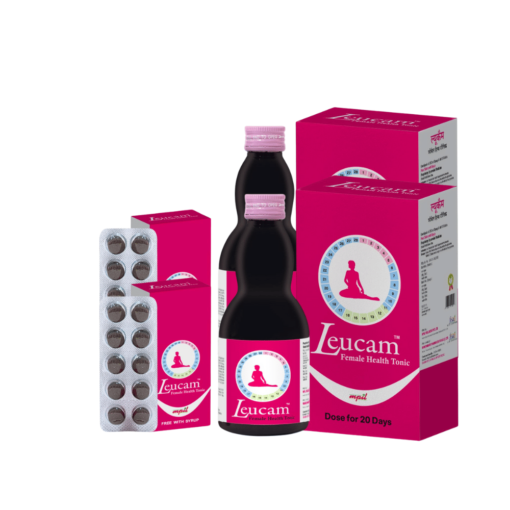 MPIL Leucam Combipack | Helps in PCOD PCOS & UTI Relief | 200ml + 40 tablet (pack of 2)