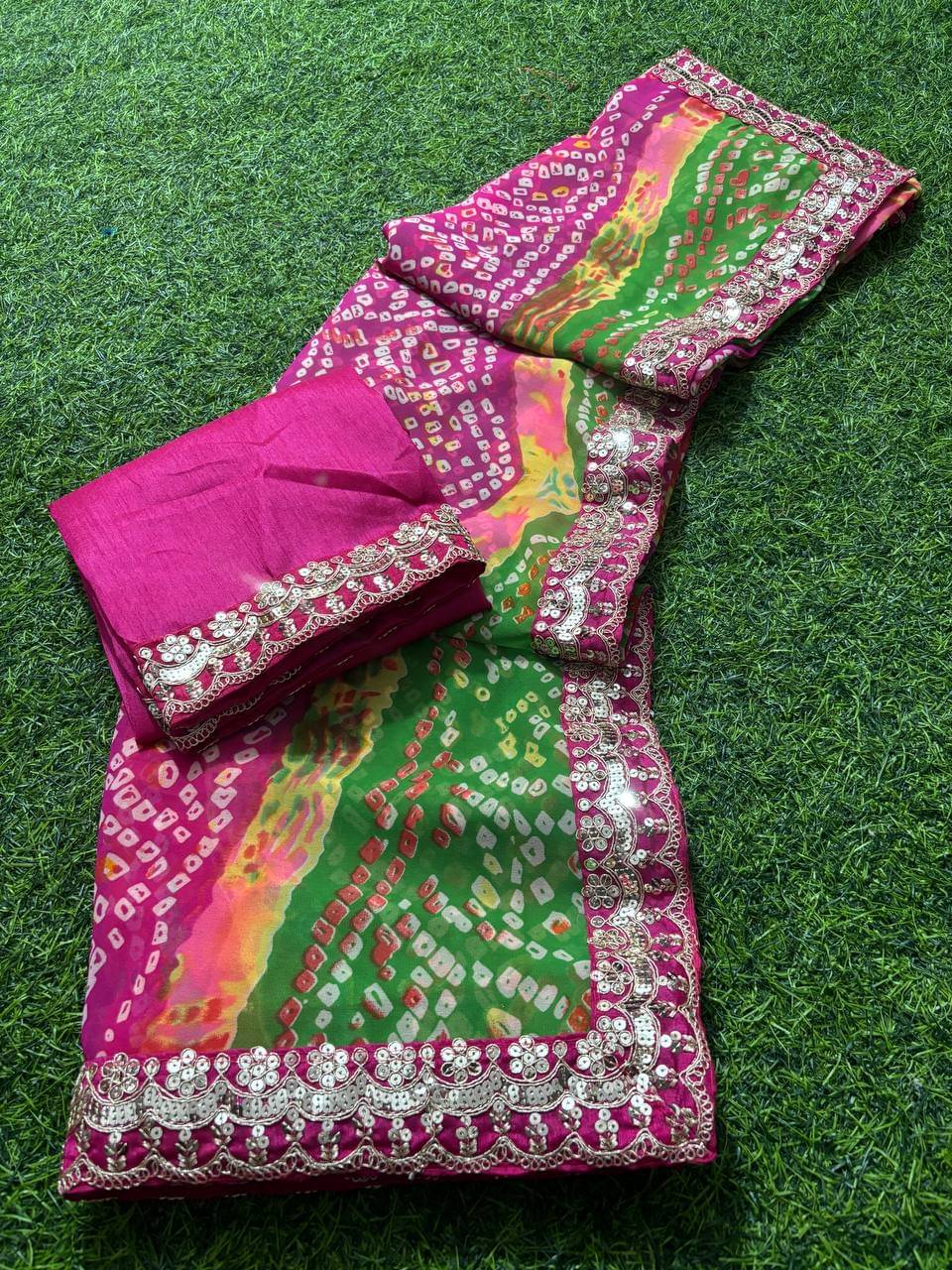 Nil Madhav Art Georgette Printed Saree With Unstitched Blouse Piece ( Multicolor 20 ) Nil Madhav Art Georgette Printed Saree With Unstitched Blouse Piece ( Multicolor 20 )
