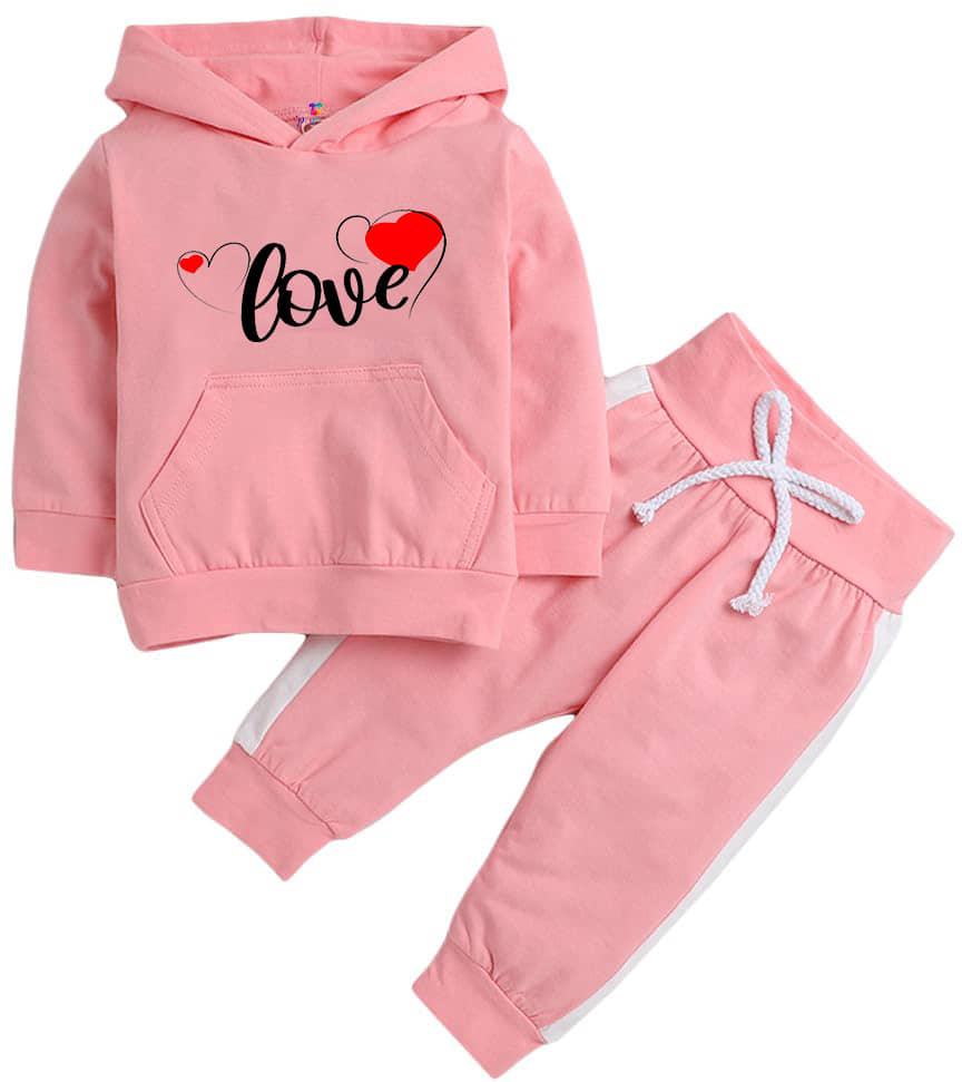 PORPY Pack of 1 Girls Cotton Blend T-shirt & Pants ( Pink )