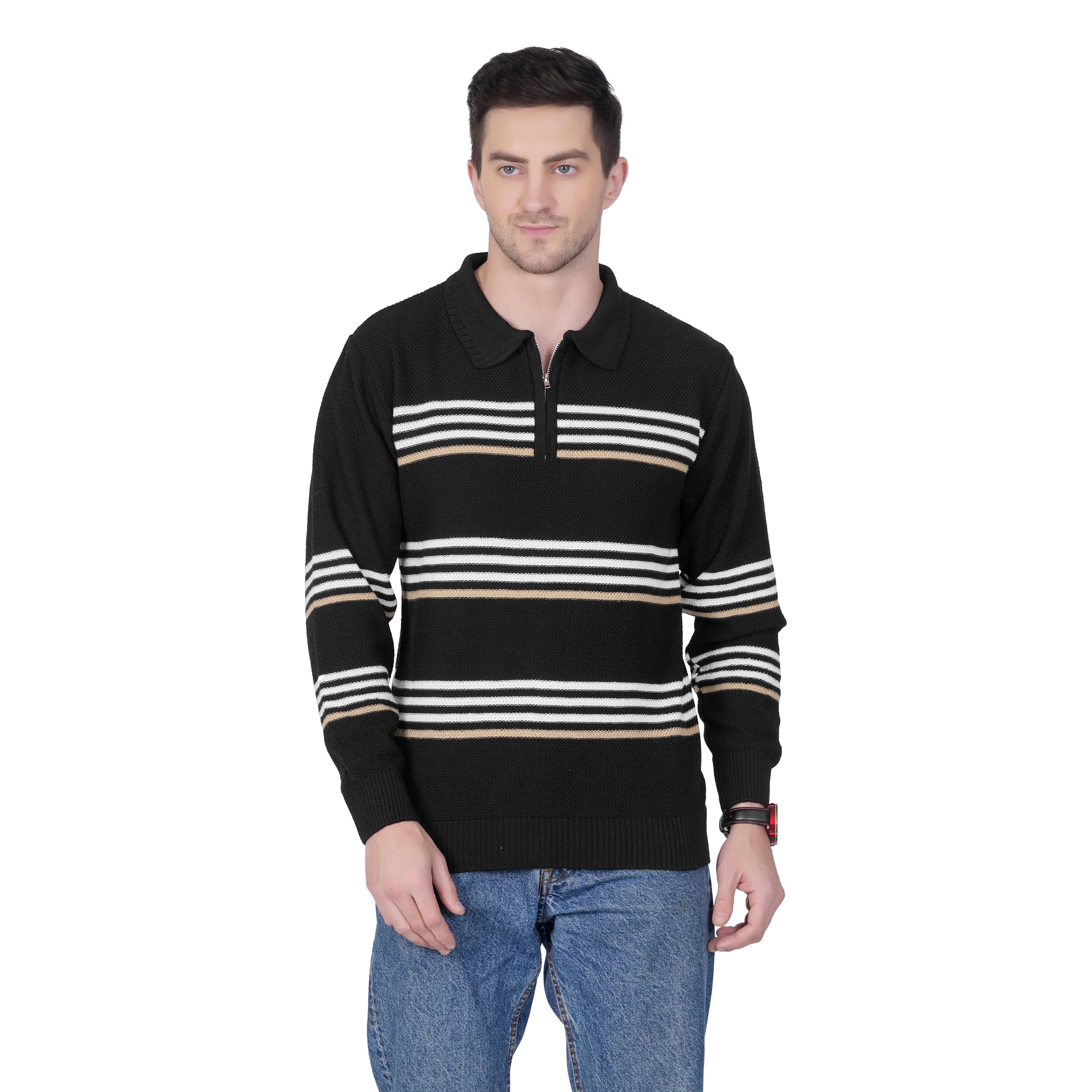 RuarX Pack of 1 Polyester Regular Fit Colorblock Full Sleeves Men's Polo T Shirt ( Black ) RuarX Pack of 1 Polyester Regular Fit Colorblock Full Sleeves Men's Polo T Shirt ( Black )
