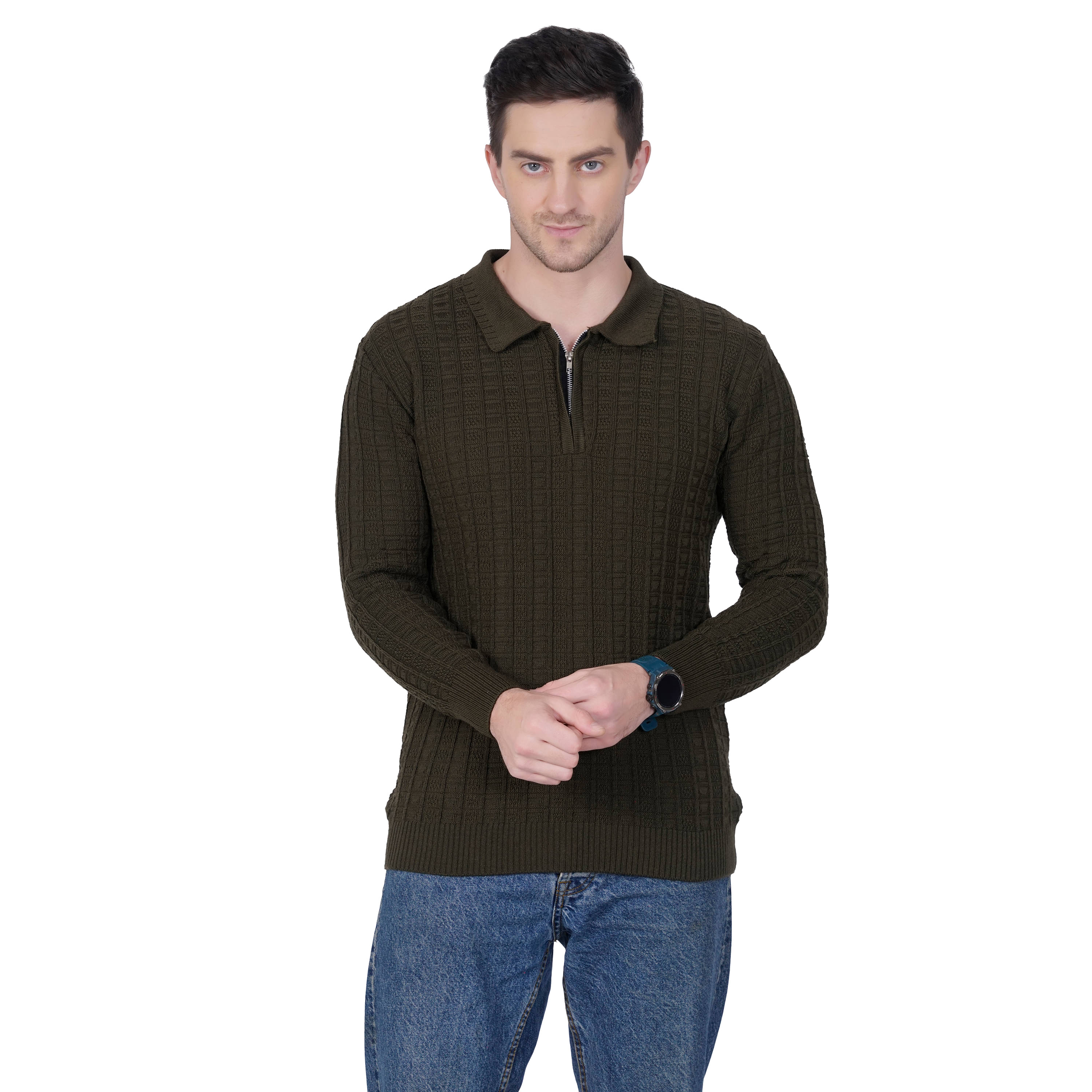     			RuarX Pack of 1 Polyester Regular Fit Solid Full Sleeves Men's Polo T Shirt ( Olive )