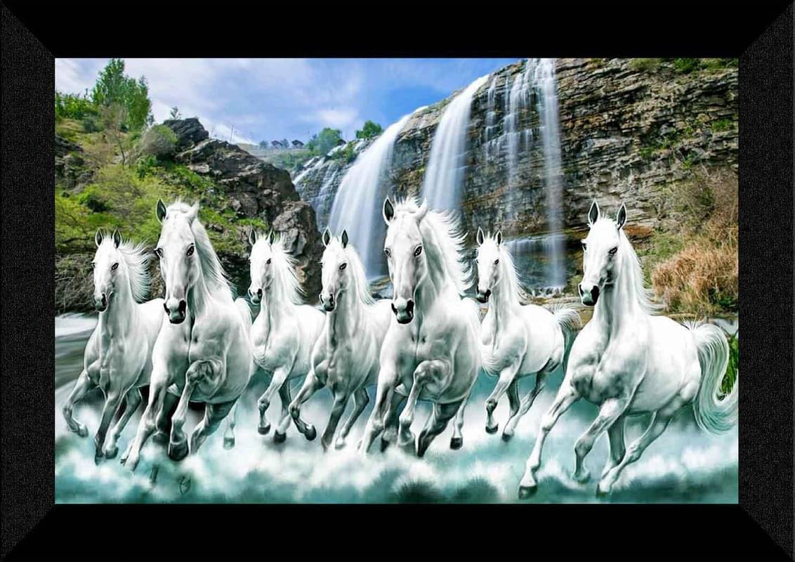 SNDArt Vastu 7 Running Horses Wall Paintings For Living Room 11 x 14 inch SNDArt Vastu 7 Running Horses Wall Paintings For Living Room 11 x 14 inch