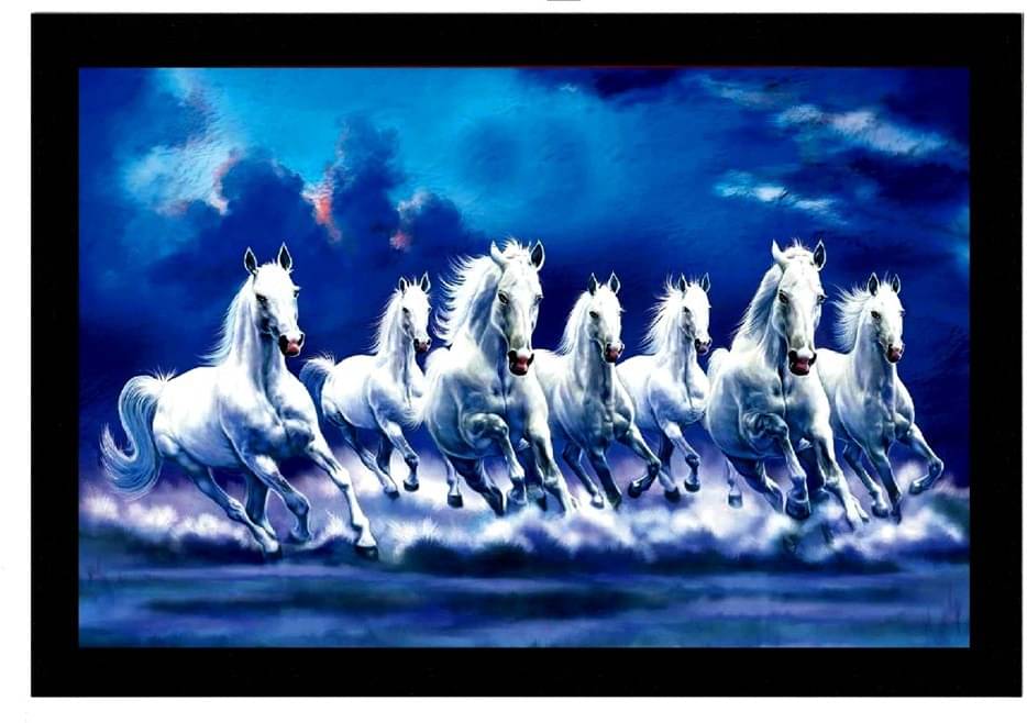 SNDArt Vastu Seven Running Horses Paintings With Frame 11 x 14 inch SNDArt Vastu Seven Running Horses Paintings With Frame 11 x 14 inch
