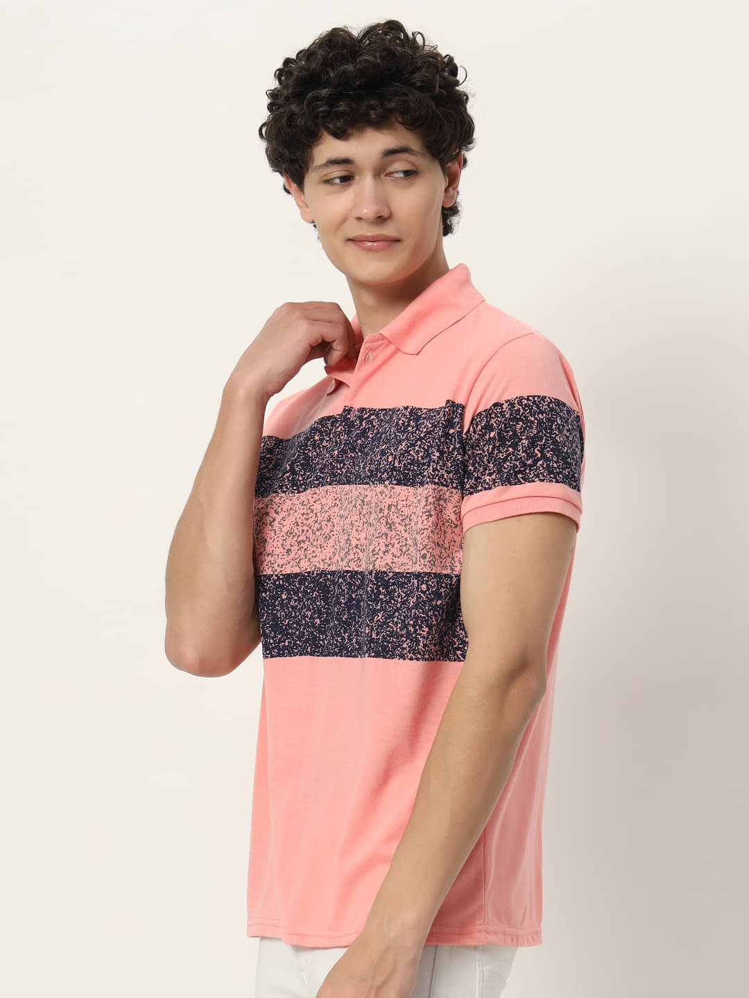     			STYLE ACCORD Pack of 1 Cotton Blend Regular Fit Printed Half Sleeves Men's Polo T Shirt ( Pink )