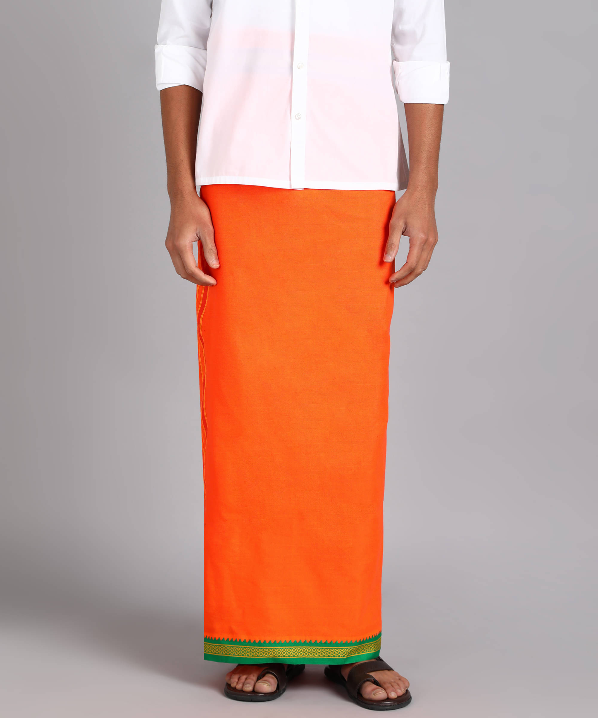     			Shyam Handloom Cotton Blend Men's Dhoti Orange ( Pack of 1 )